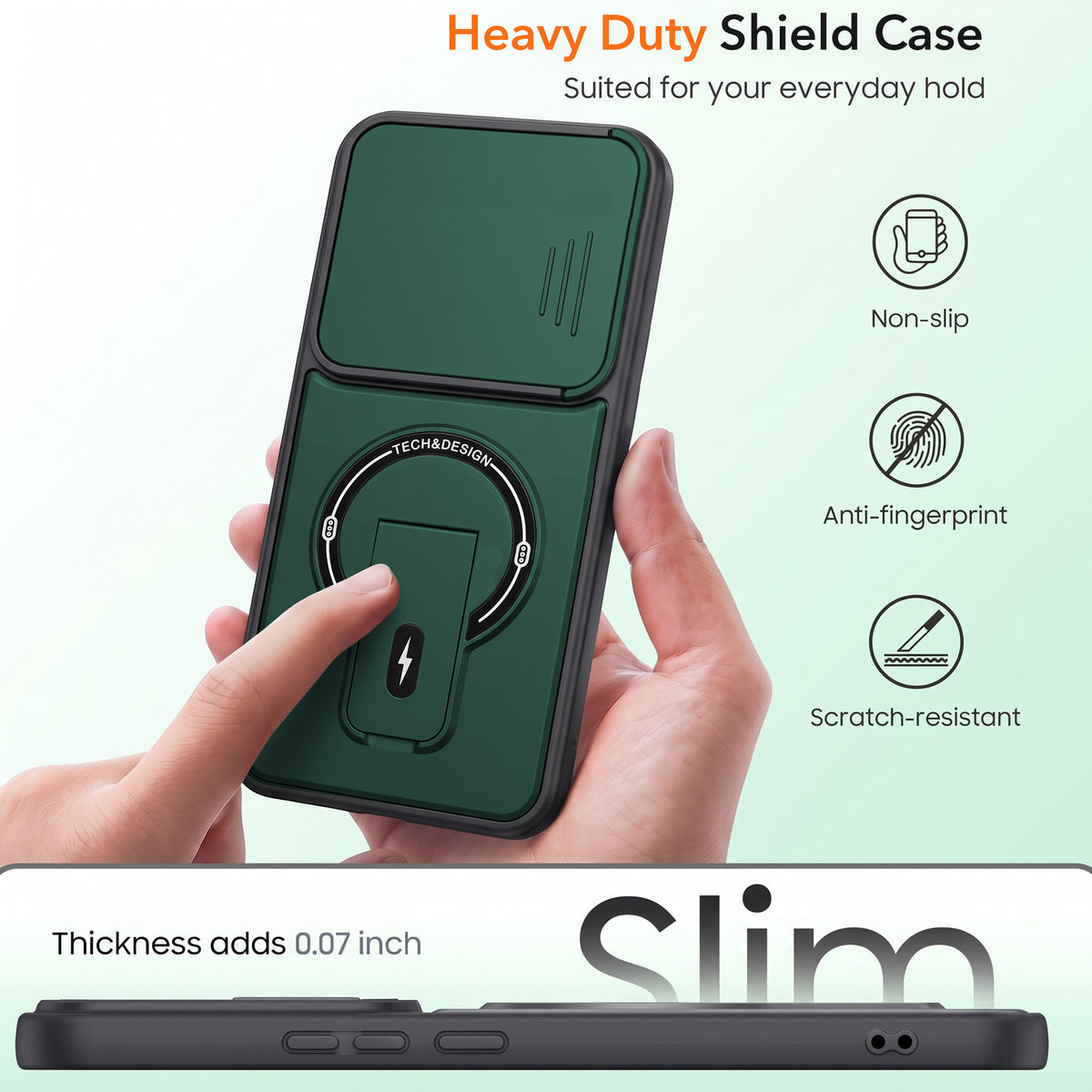For Samsung Galaxy S25 Ultra Back Case Cover Metallic (Hybrid Armor Kickstand | Sliding Shutter Camera Protection | MagSafe Compatible)