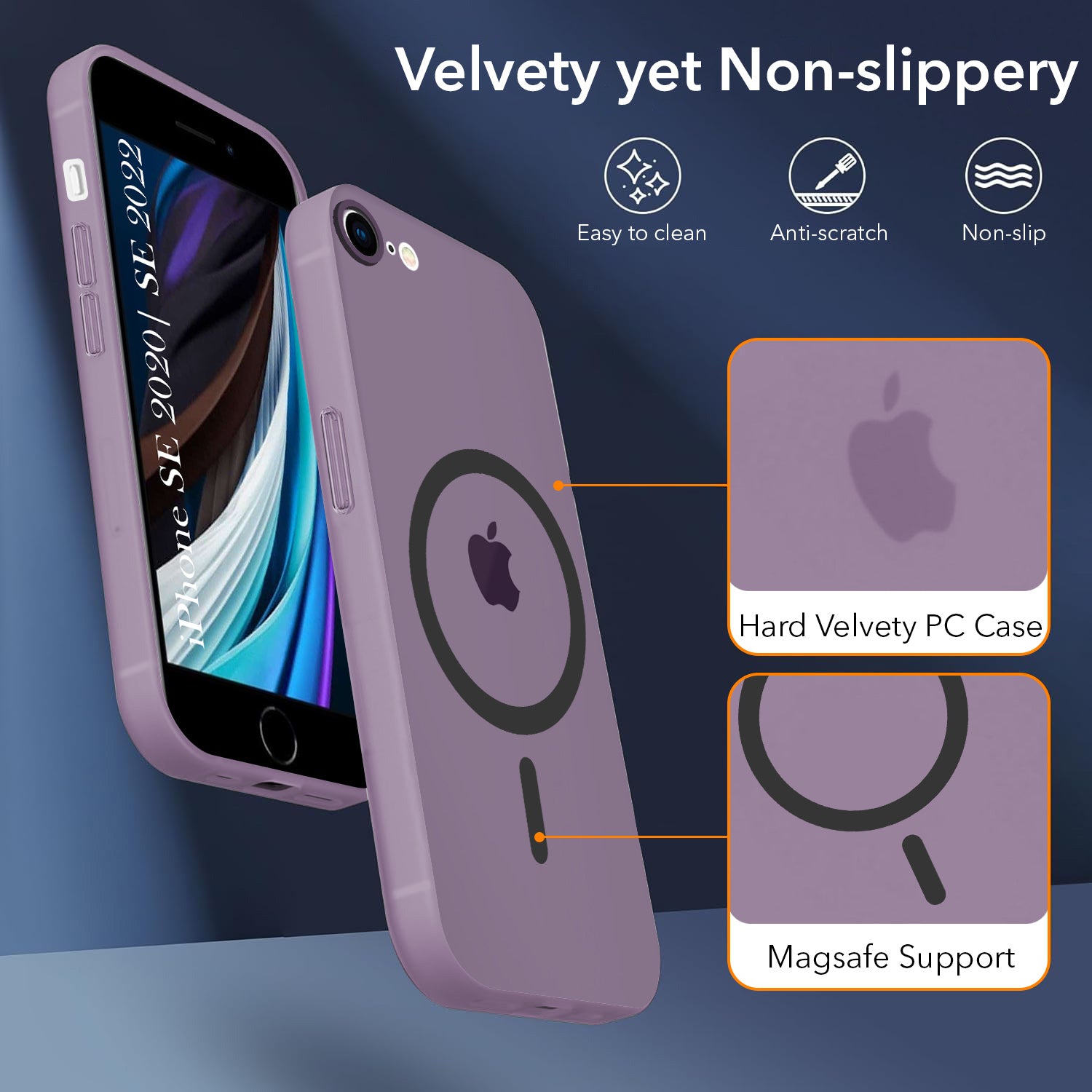 For iPhone SE 2020 | SE 2022 Back Cover Case (Frosted Matte Feel | MagSafe Compatible Wireless Charging | Polycarbonate Material)
