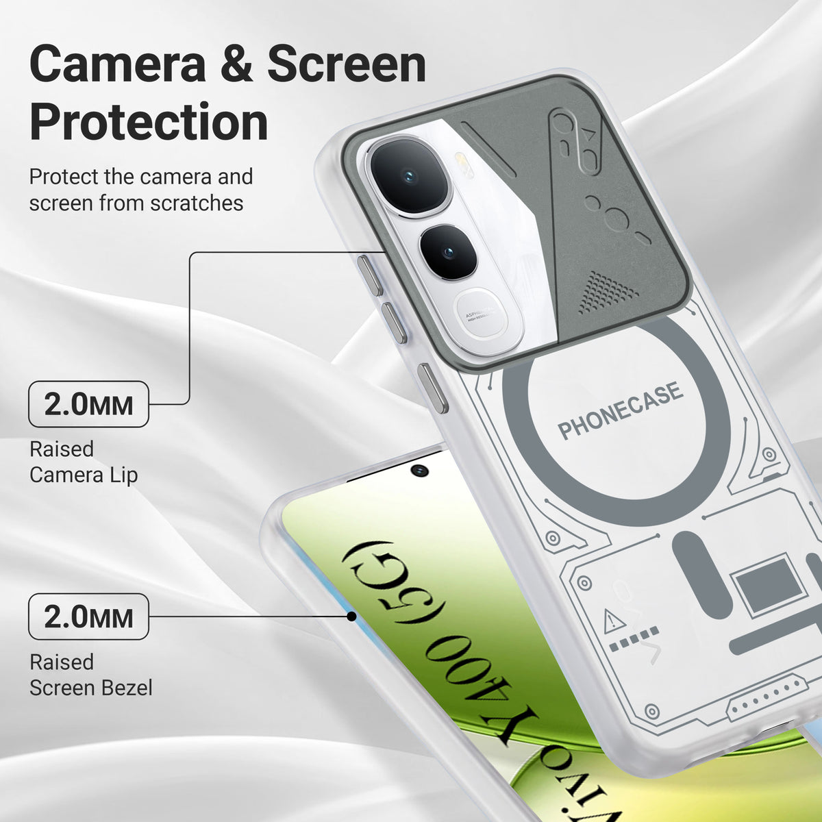 For Vivo Y400 Metallic Back Cover Case (Metallic Camera Protection & Buttons | Translucent Milky Shade | Hard Polycarbonate)