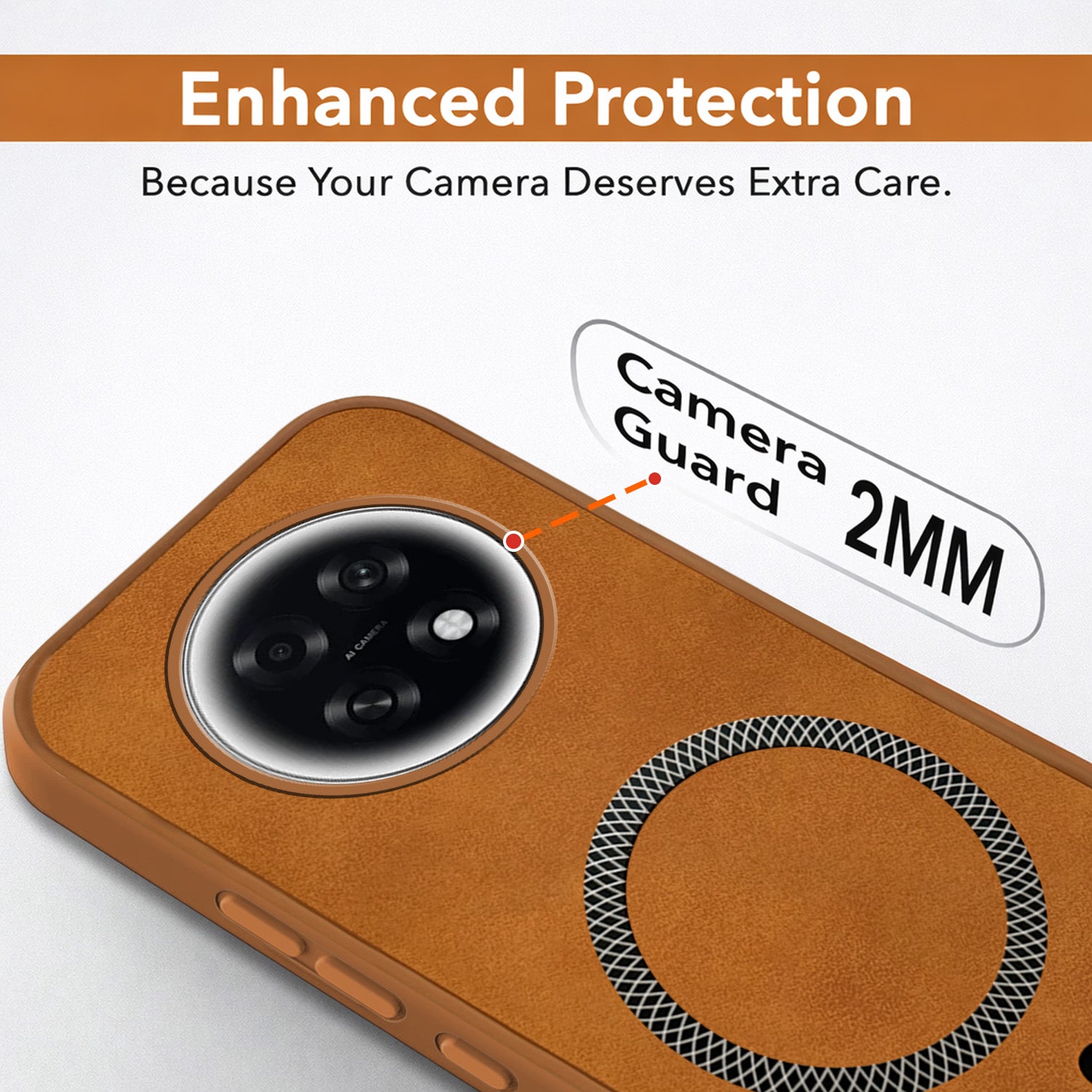 For Oppo F31 Pro Plus Back Cover Case Leather Finish (MagSafe Compatible Wireless Charging | Soft Touch | Camera Bump Protection)