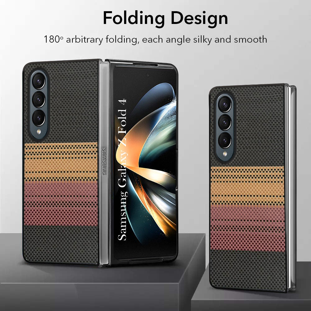 For Samsung Galaxy Z Fold 4 5G Back Flip Case Cover (Craft Printed Design | Hybrid Texture | Inside Microfiber Cloth)