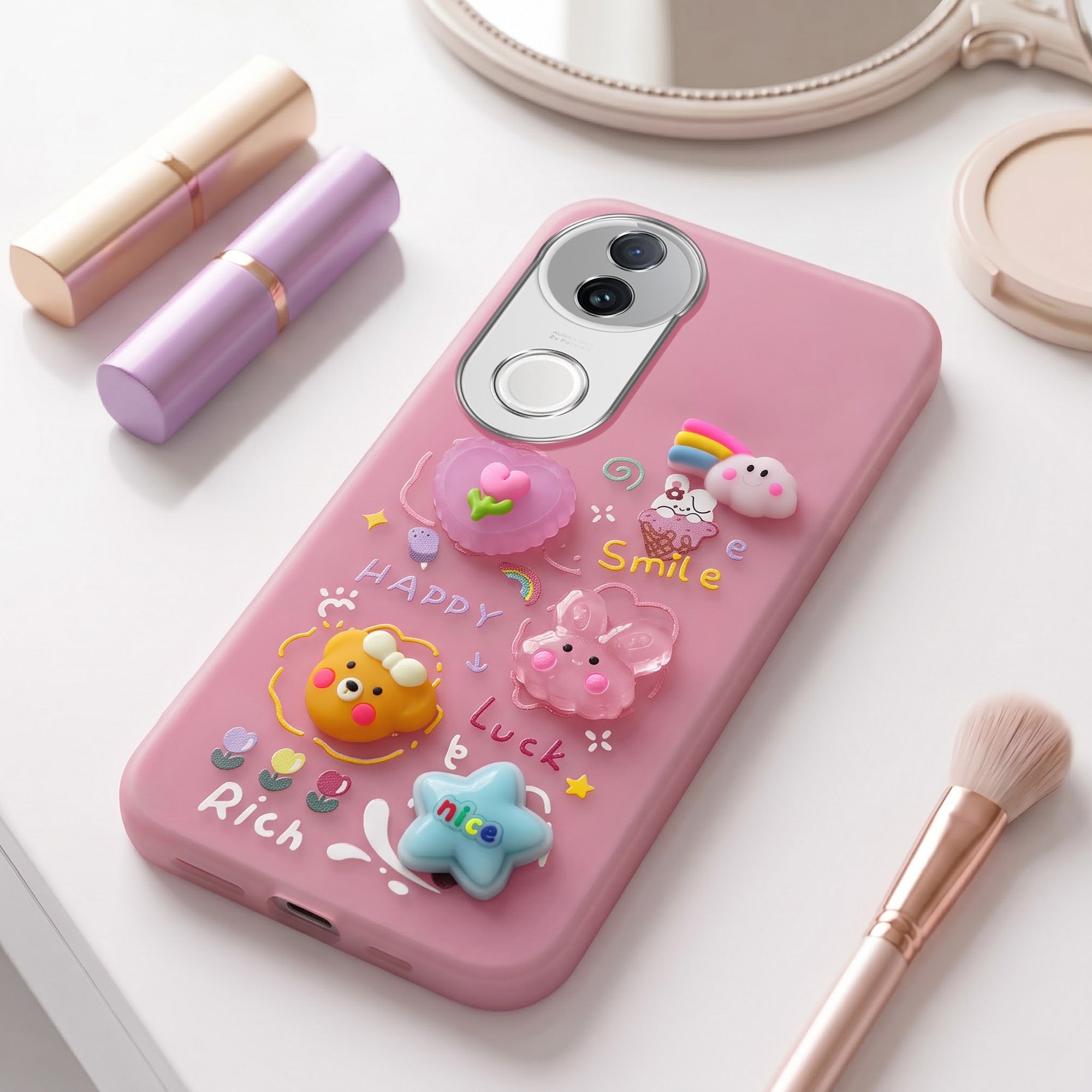 For Vivo iQOO Z10R Back Cover Case (3D Cute Cartoons | Hard Back Side Soft | Matte Premium Finish | HD Printing)