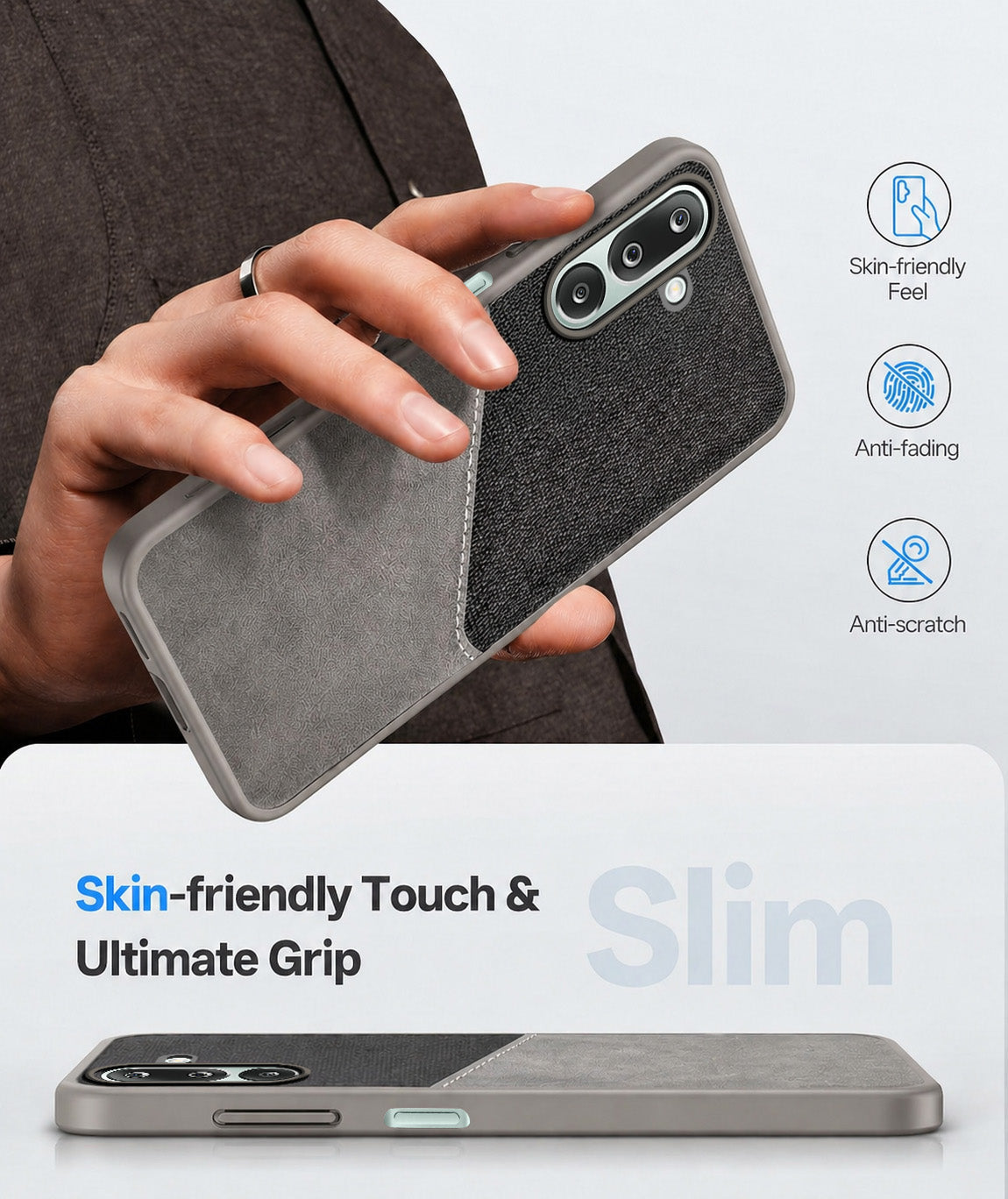 For Samsung Galaxy M36 | Samsung Galaxy F36 Back Cover Case (Dual PU Leather Stitch | Professional Minimalist | Soft and Flexible)