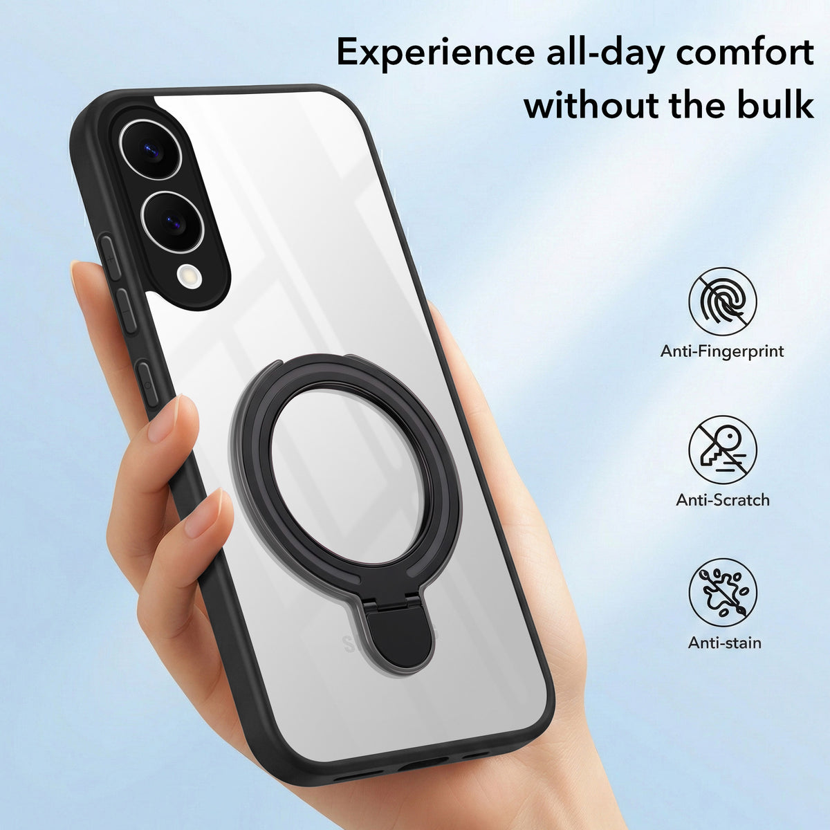 For Samsung Galaxy S25 Edge Back Cover Case (Kick Stand Ring Holder | Life time Anti Yellow | Camera Protection)