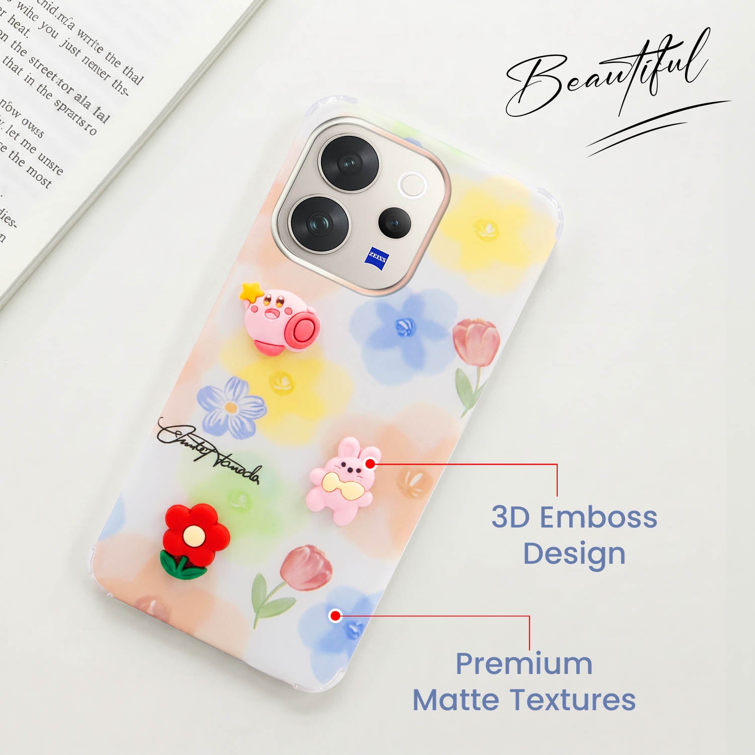For Vivo V70 | Vivo V70 Elite 5G Back Cover Case (3D Cute Cartoons | Hard Back Side Soft | Matte Premium Finish | HD Printing)