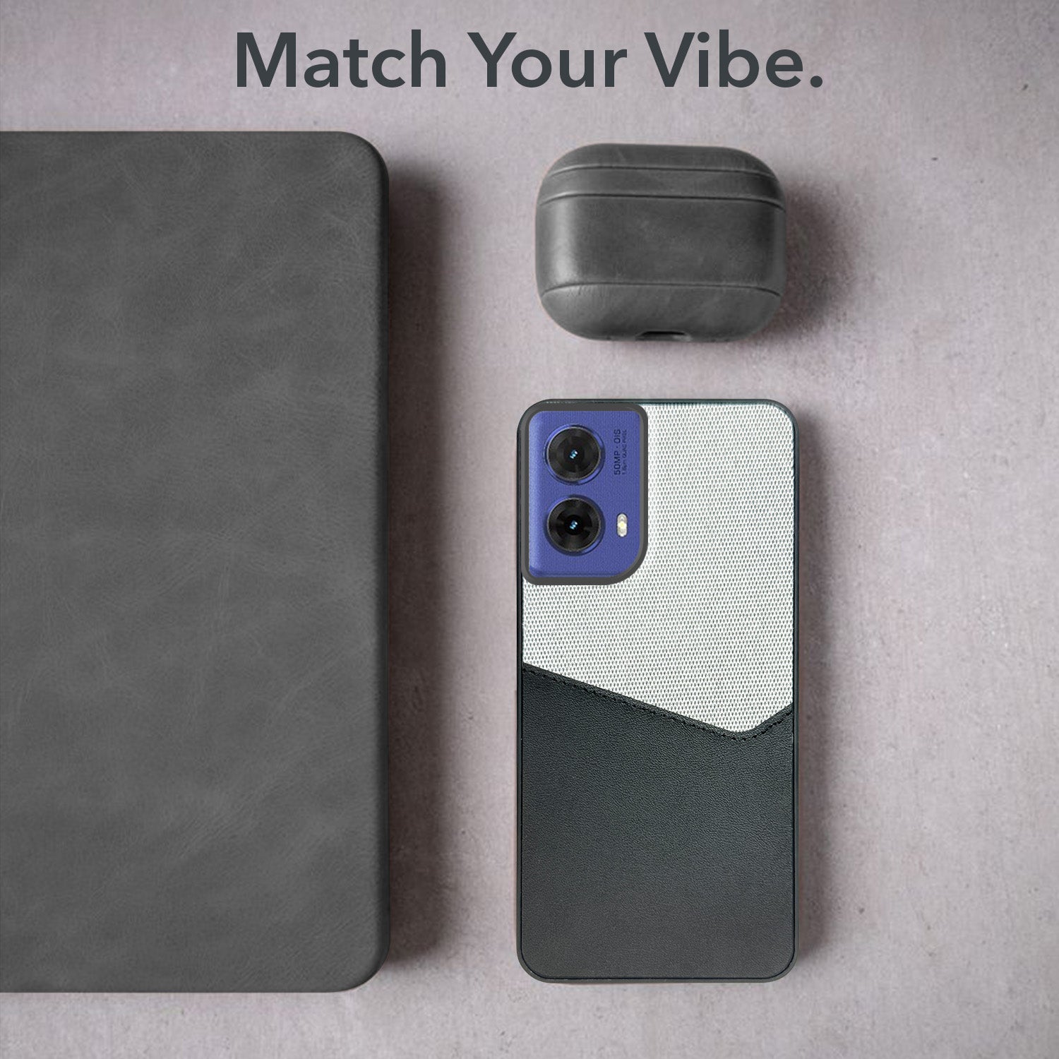 For Motorola Moto G85 Back Cover Case (Dual PU Leather Stitch | Professional Minimalist | Soft and Flexible)