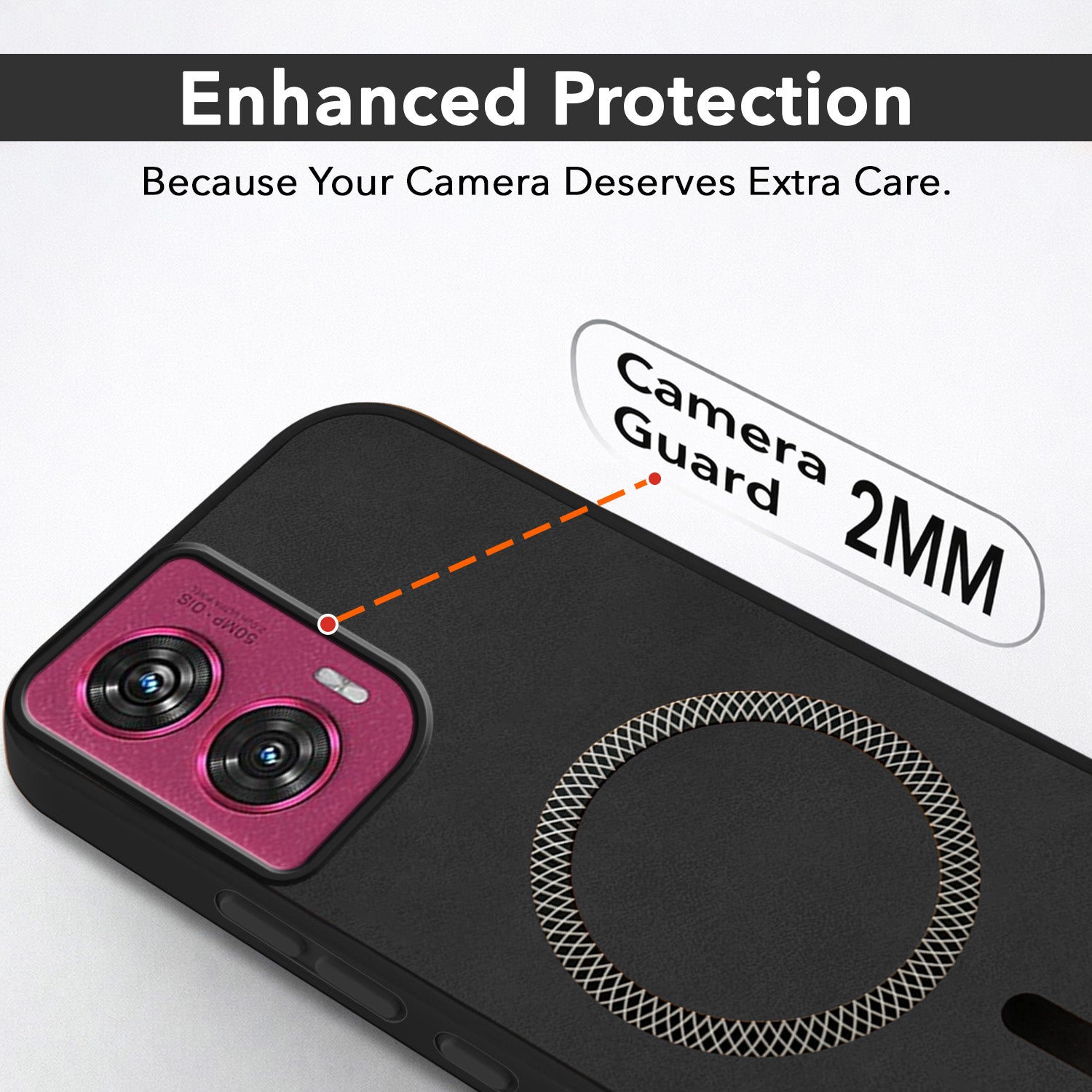For Motorola Moto Edge 50 Fusion Back Cover Case Leather Finish (MagSafe Compatible Wireless Charging | Soft Touch | Camera Bump Protection)