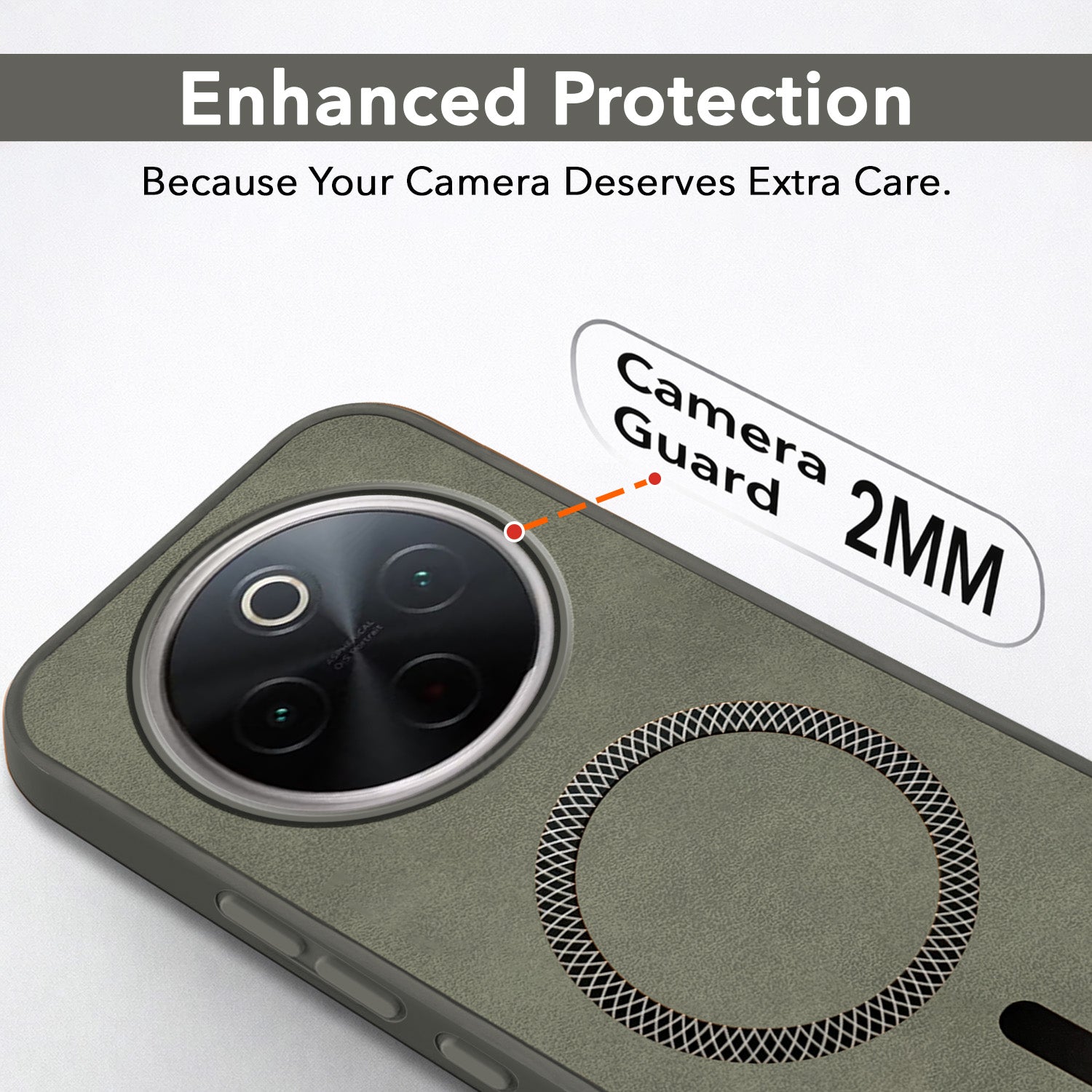 For Vivo T4 Back Cover Case Leather Finish (MagSafe Compatible Wireless Charging | Soft Touch | Camera Bump Protection)