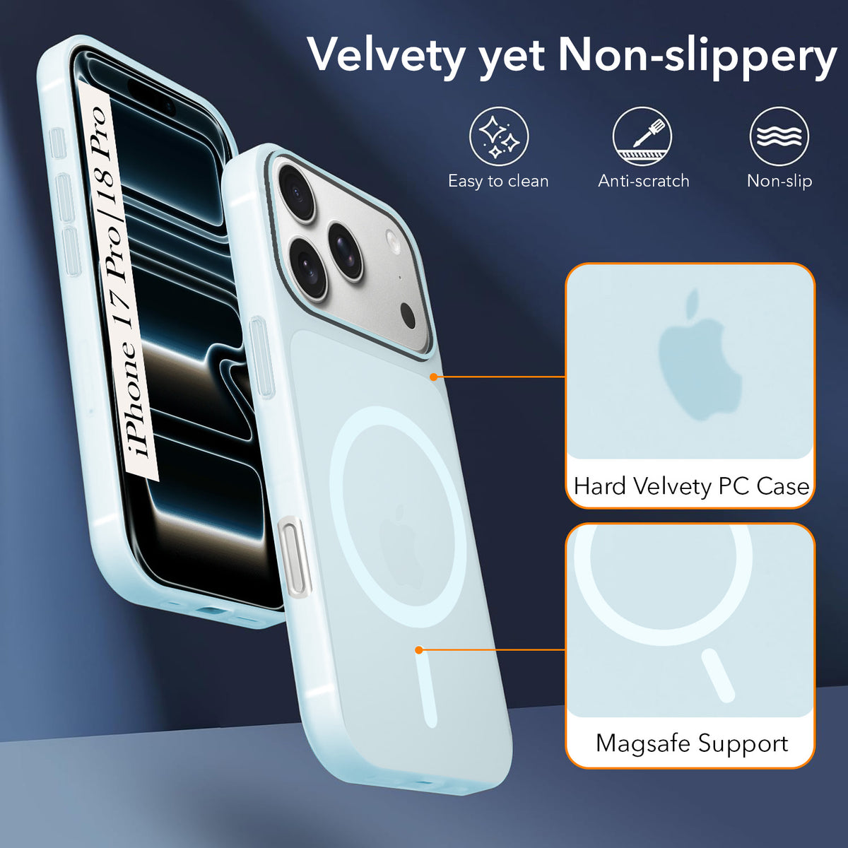 For iPhone 17 Pro | iPhone 18 Pro Back Cover Case (Frosted Matte Feel | MagSafe Compatible Wireless Charging)