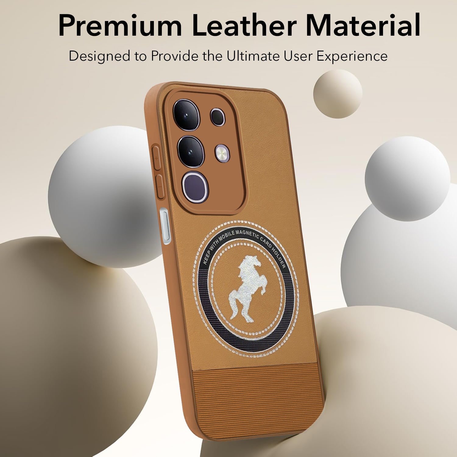 For Vivo T4x | Vivo Y31 Pro Back Cover Case PU Leather Finish (Professional Minimalist Texture | MagSafe Compatile | Camera Protection | Sleek Sober Formal)