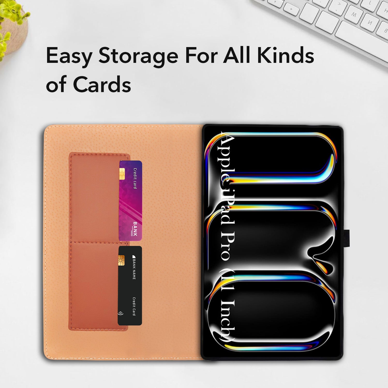 For Apple iPad Pro 11 Inch (2024) Flip Cover Folio Cover A2836/A2837/A3006/iPad16,3/6,4 (PU Leather | Multi-Angle Smart Stand | Card Storage Slots | Silicone Back Pouch)