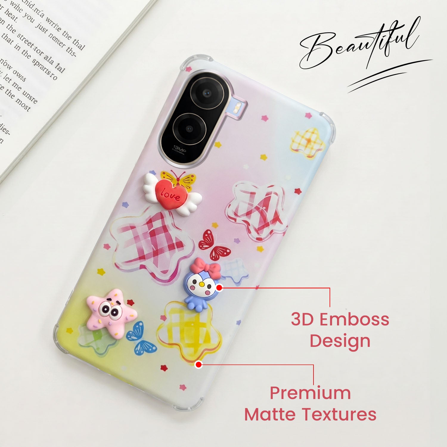 For Poco C81 5G Back Cover Case (3D Cute Cartoons | Hard Back Side Soft | Matte Premium Finish | HD Printing)