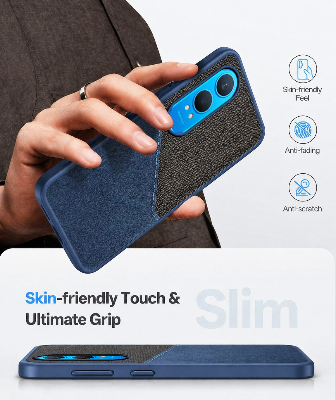 For OnePlus Nord CE 4 Lite Back Cover Case (Dual PU Leather Stitch | Professional Minimalist | Soft and Flexible)