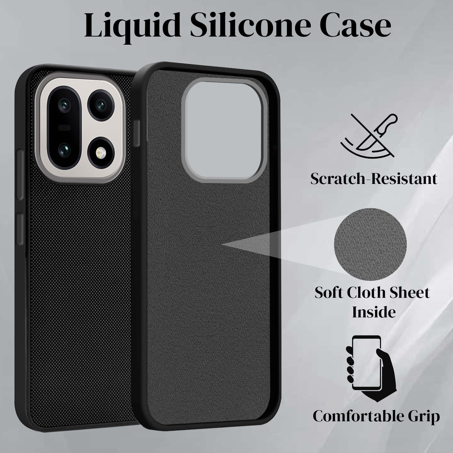 For OnePlus 15 5G Back Cover Case Rubberised (Textured Grip Design | Micro-Fiber Cloth Inside | Slim and Light Weight | Soft Touch and Feel)