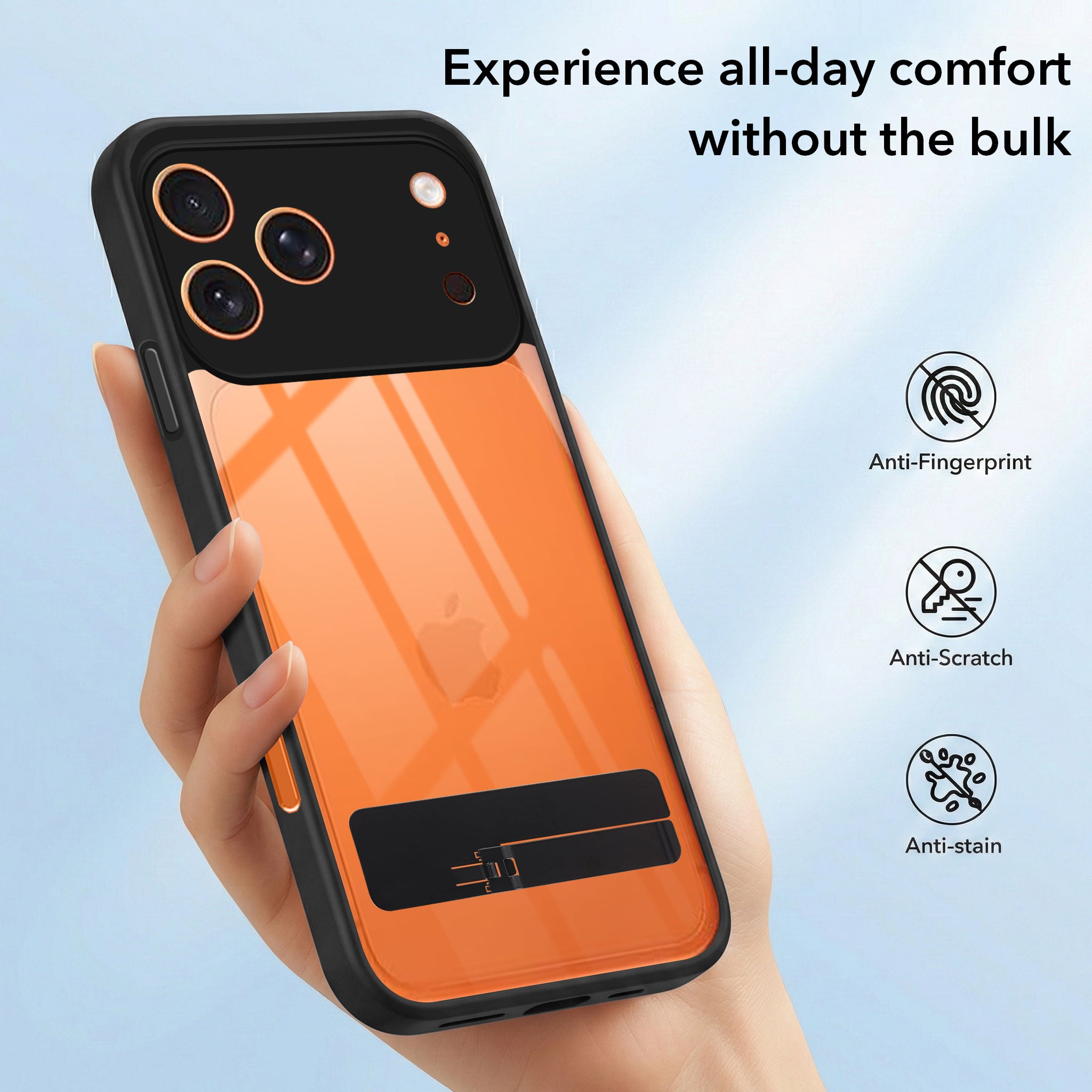 For Apple iPhone 17 Pro Max Back Cover Case (Built-in Stand | Lifetime Anti Yellow | Kickstand Shockproof | Camera Protection | MagSafe Compatible)