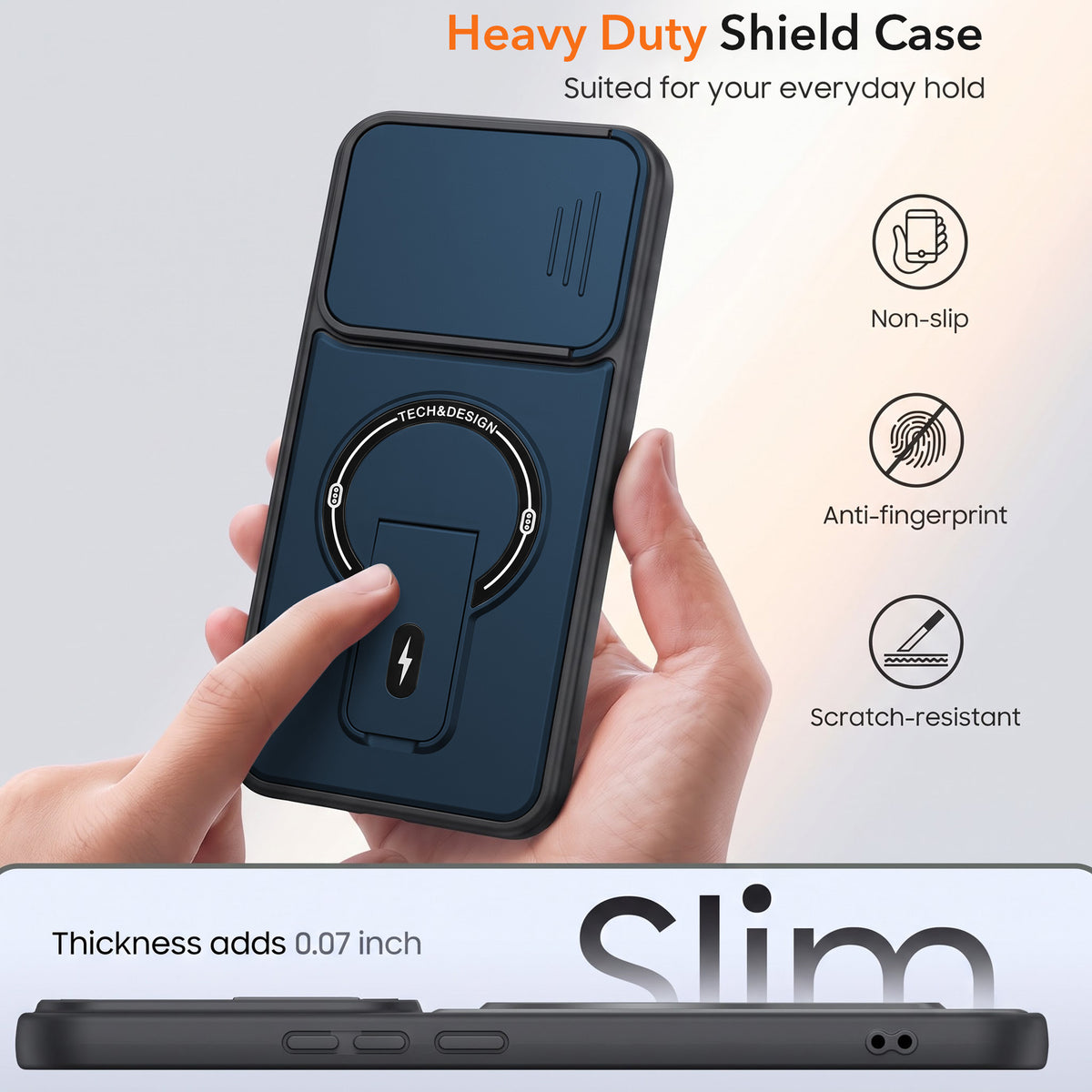 For Redmi Turbo 5 Back Case Cover Metallic (Hybrid Armor Kickstand | Sliding Shutter Camera Protection | MagSafe Compatible)