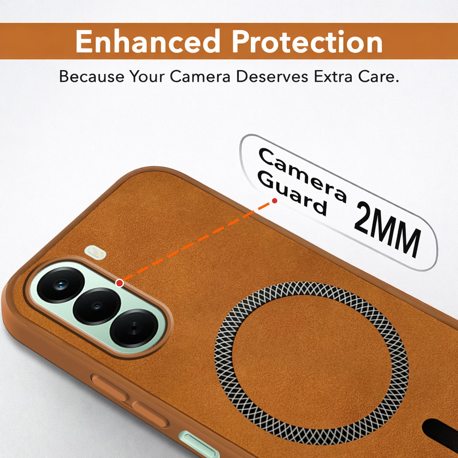 For OnePlus Nord CE 6 Lite Back Cover Case Leather Finish (MagSafe Compatible Wireless Charging | Soft Touch | Camera Bump Protection)