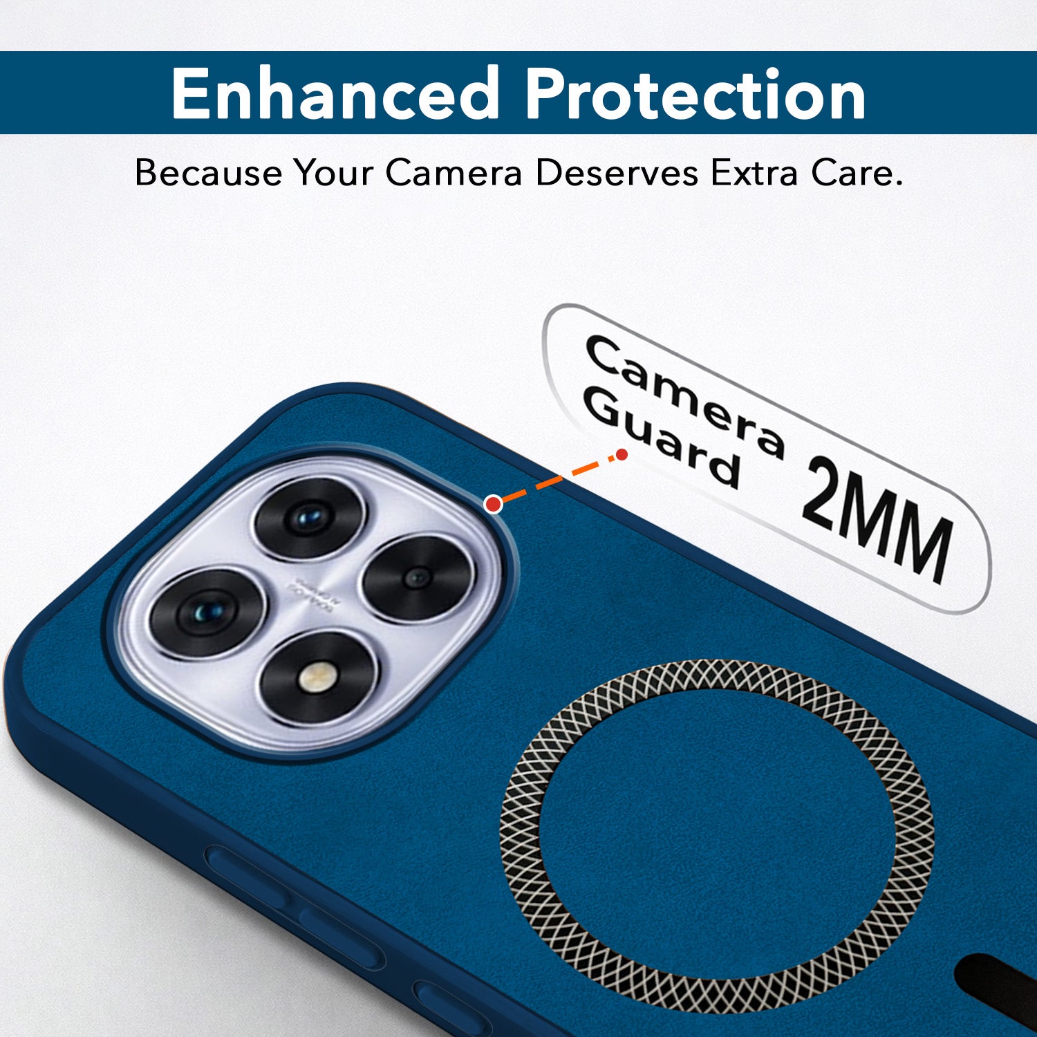 For Redmi Note 14 Pro Back Cover Case Leather Finish (MagSafe Compatible Wireless Charging | Soft Touch | Camera Bump Protection)
