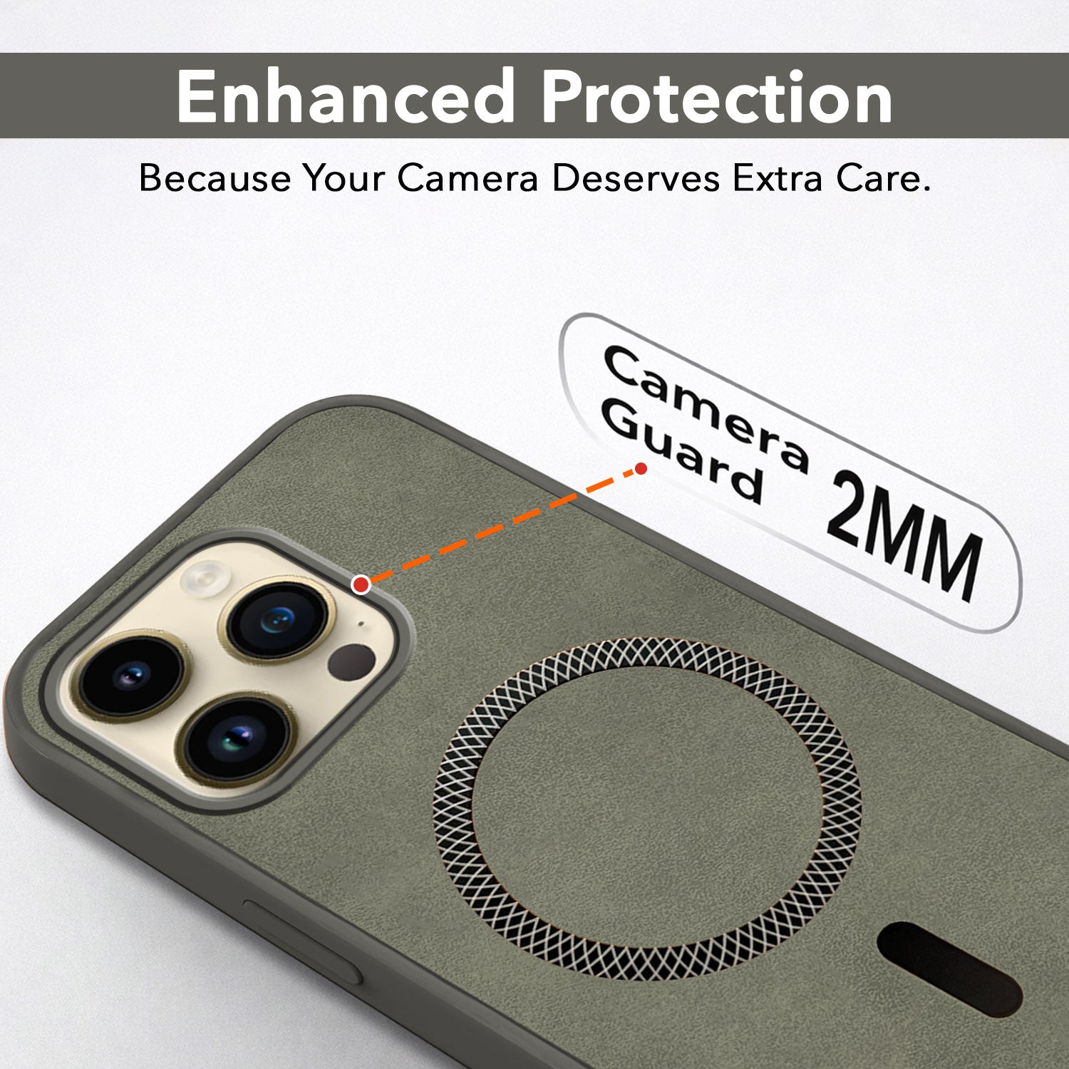 For Apple iPhone 14 Pro Max Back Cover Case Leather Finish(MagSafe Compatible Wireless Charging | Soft Touch | Camera Bump Protection)