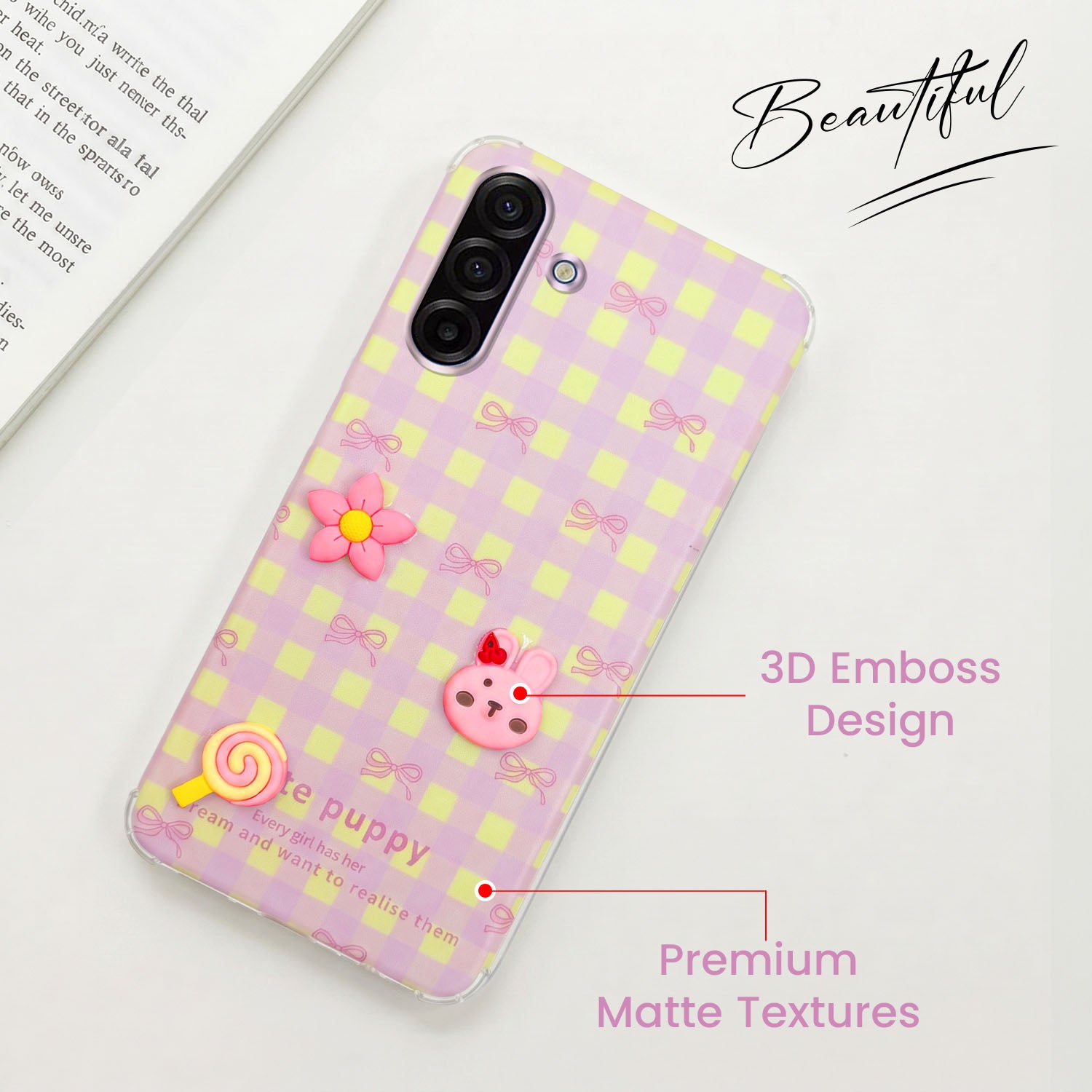 For Samsung Galaxy A17 | Samsung F17 | Samsung M17 5G Back Cover Case (3D Cute Cartoons | Hard Back Side Soft | Matte Premium Finish | HD Printing)