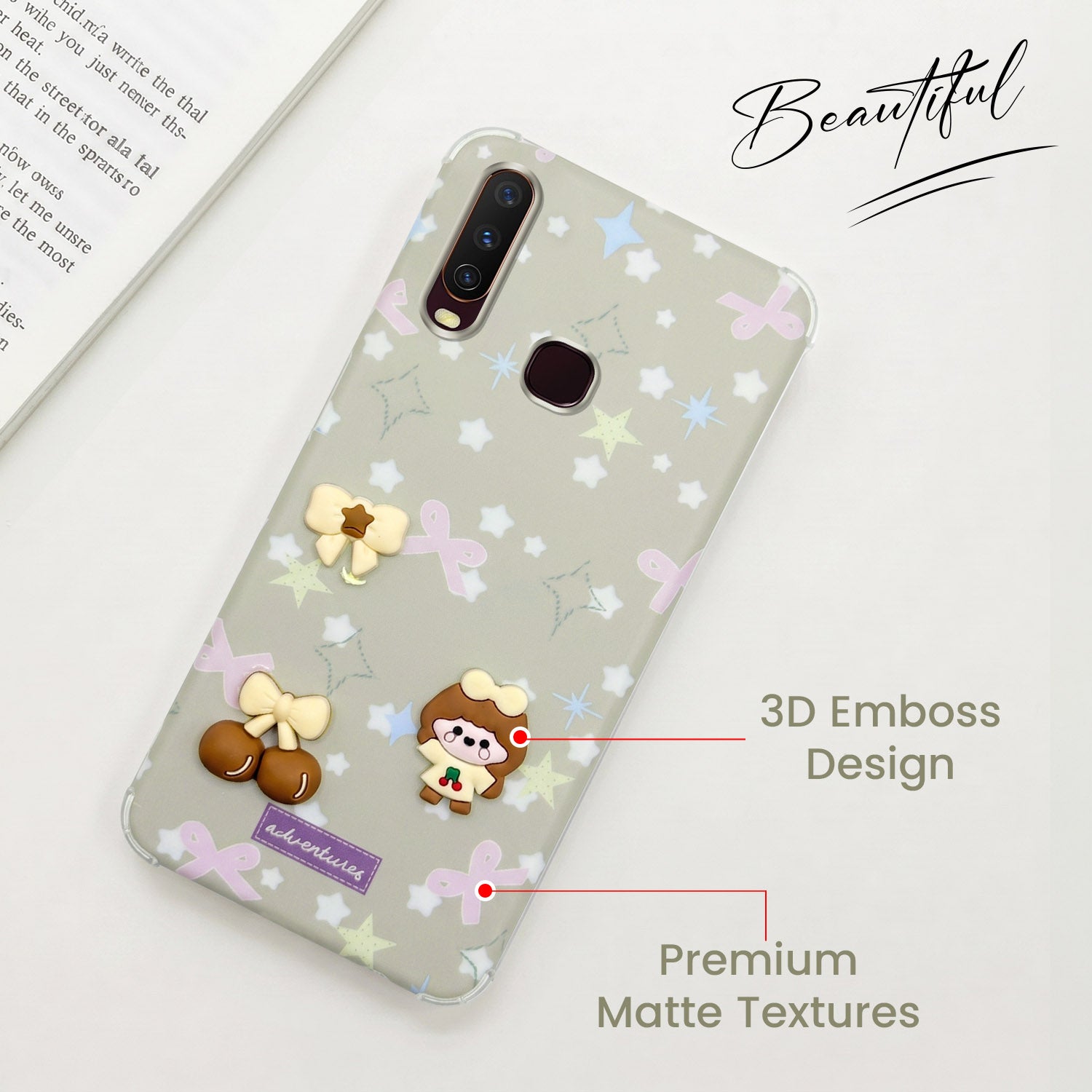 For Vivo Y12 | Y15 | Y17 Back Cover Case (3D Cute Cartoons | Hard Back Side Soft | Matte Premium Finish | HD Printing)