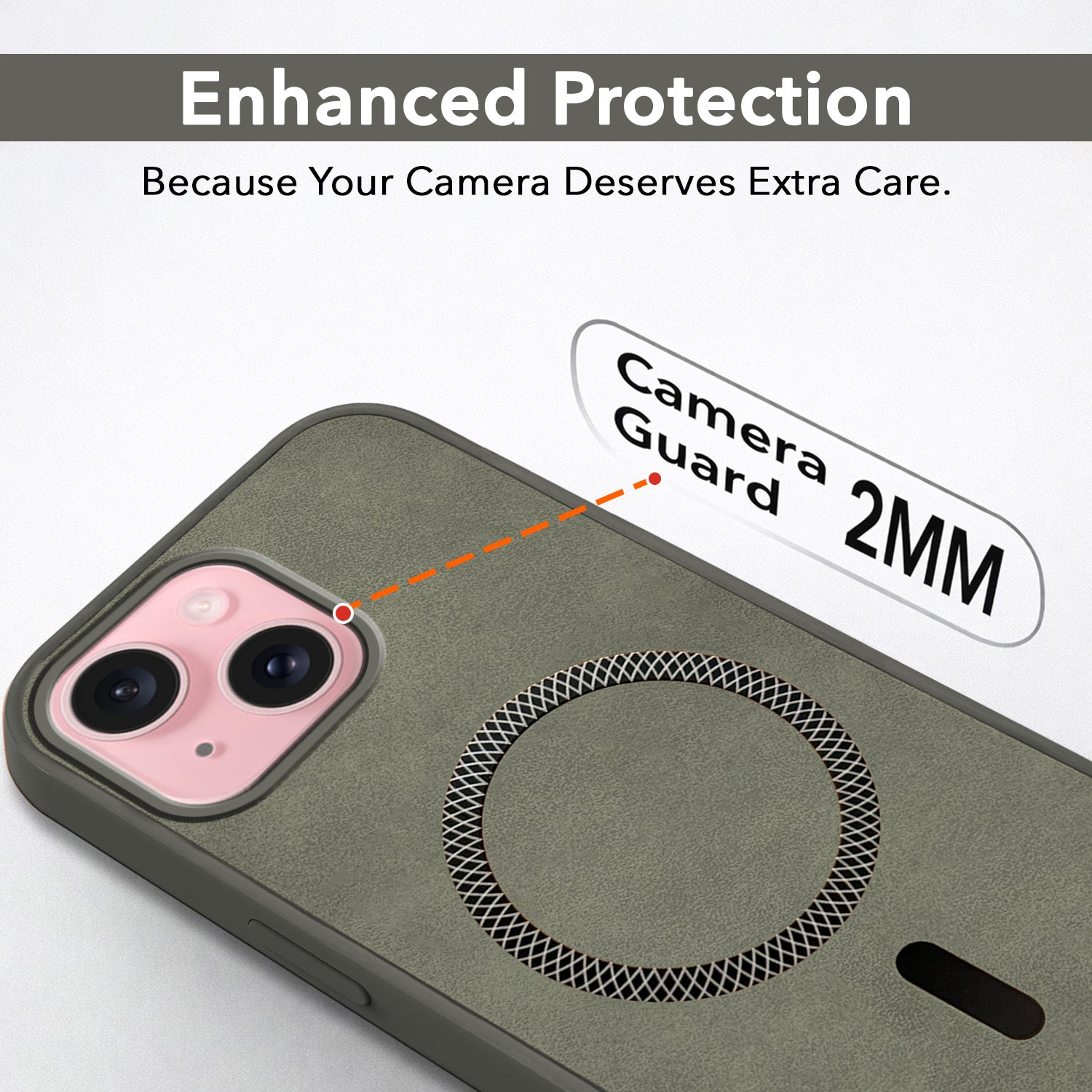 For Apple iPhone 15 Plus Back Cover Case (Sleek Leather Finish | MagSafe Compatible Wireless Charging | Camera Bump Protection)