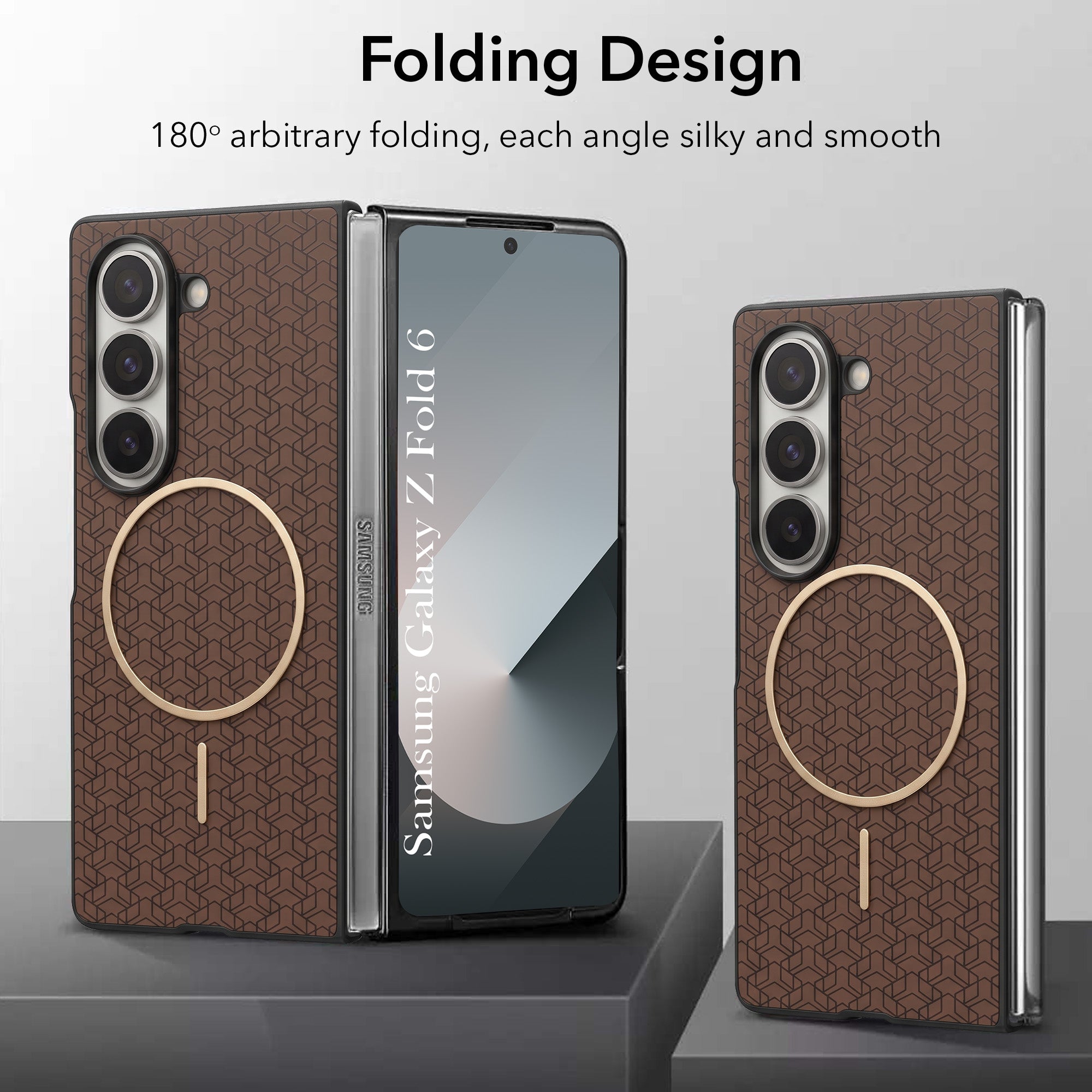For Samsung Galaxy Z Fold 6 Back Cover Case Leather Finish (MagSafe Wireless Charging Compatible | Inside Microfiber Cloth)