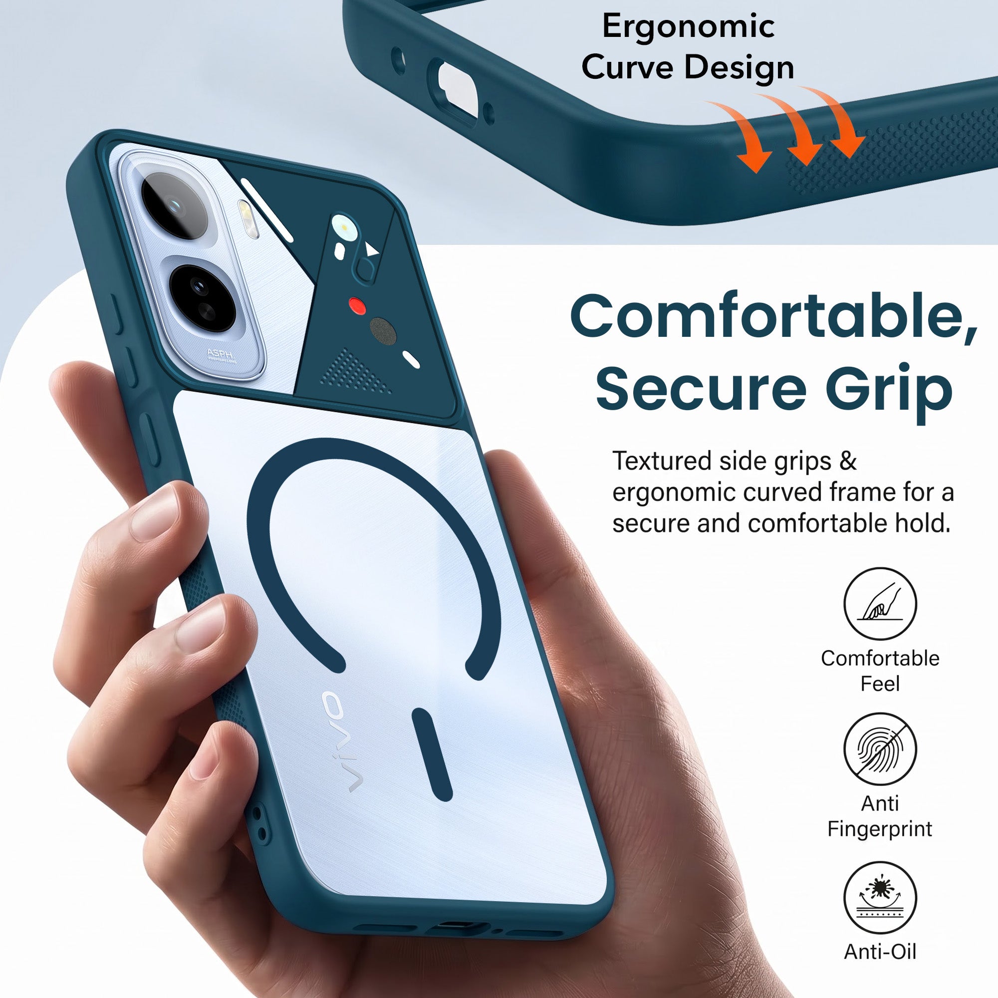 For Vivo T5 Pro 5G Back Cover Case Lifetime Anti-Yellow Clear (Camera Protection | Side Grip | Wireless MagSafe Compatible)