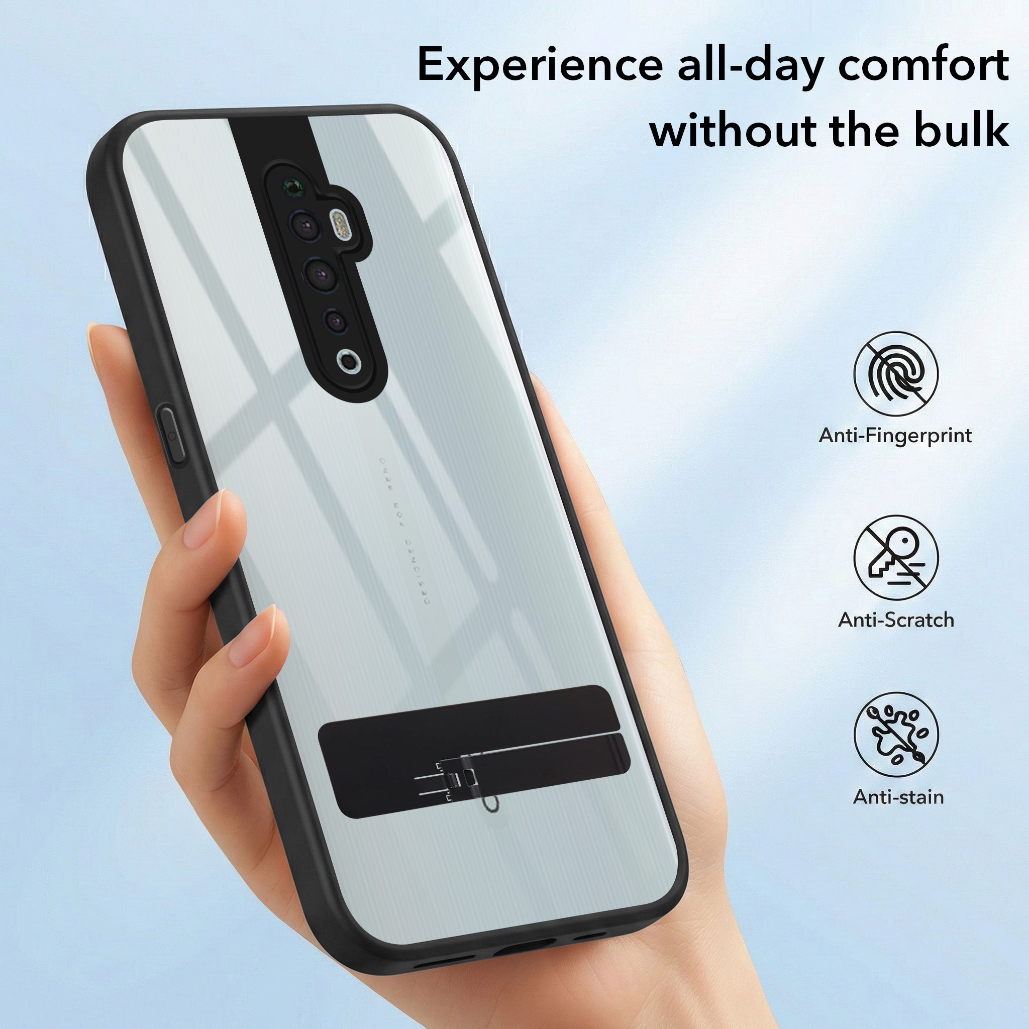 For Oppo Reno2 Z | Reno 2Z | Reno 2F | 2 F Back Cover Case (Built-in Stand | Lifetime Anti Yellow | Kickstand Shockproof | Camera Protection | MagSafe Compatible)