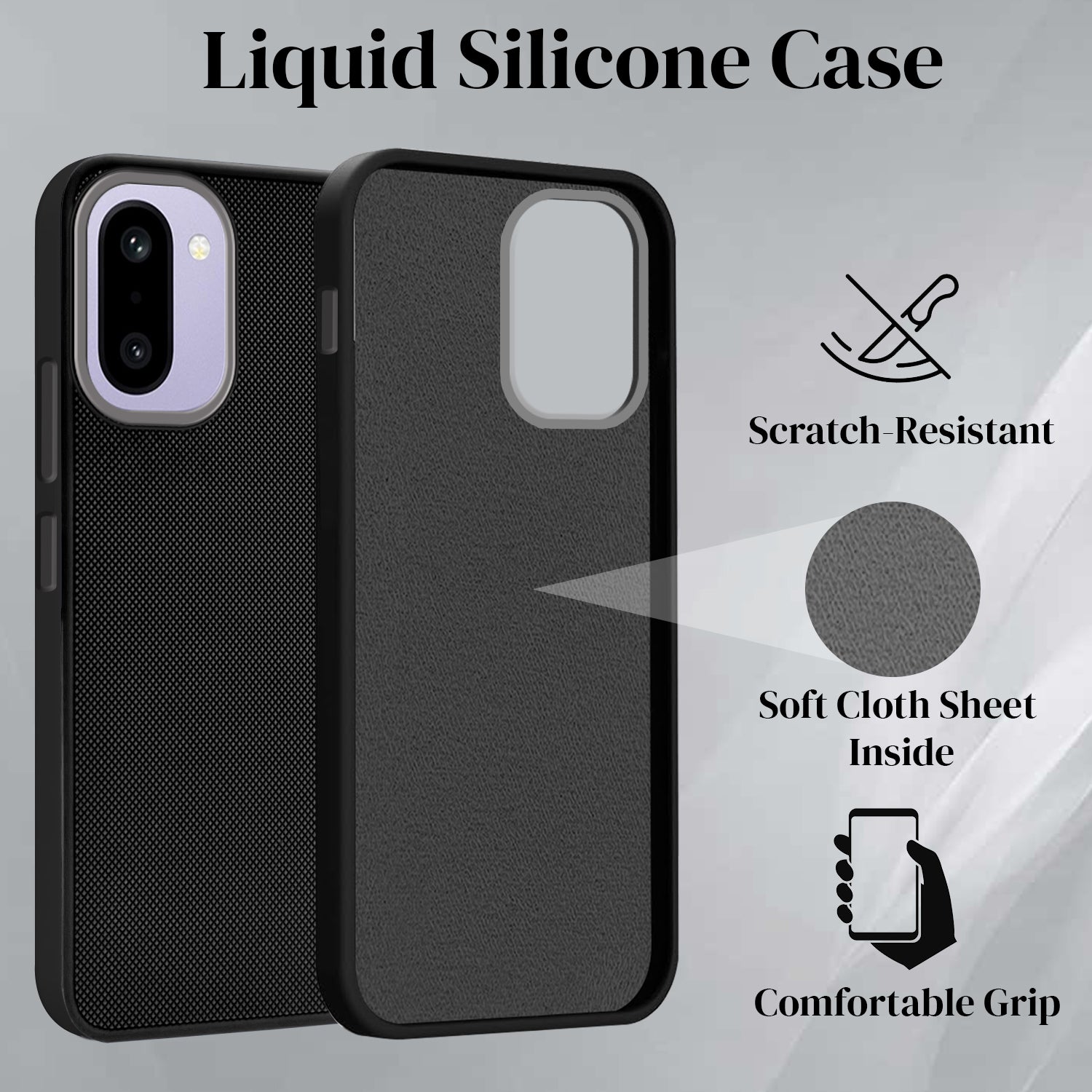 For OnePlus 15R Back Cover Case Rubberised (Textured Grip Design | Micro-Fiber Cloth Inside | Slim and Light Weight | Soft Touch and Feel)