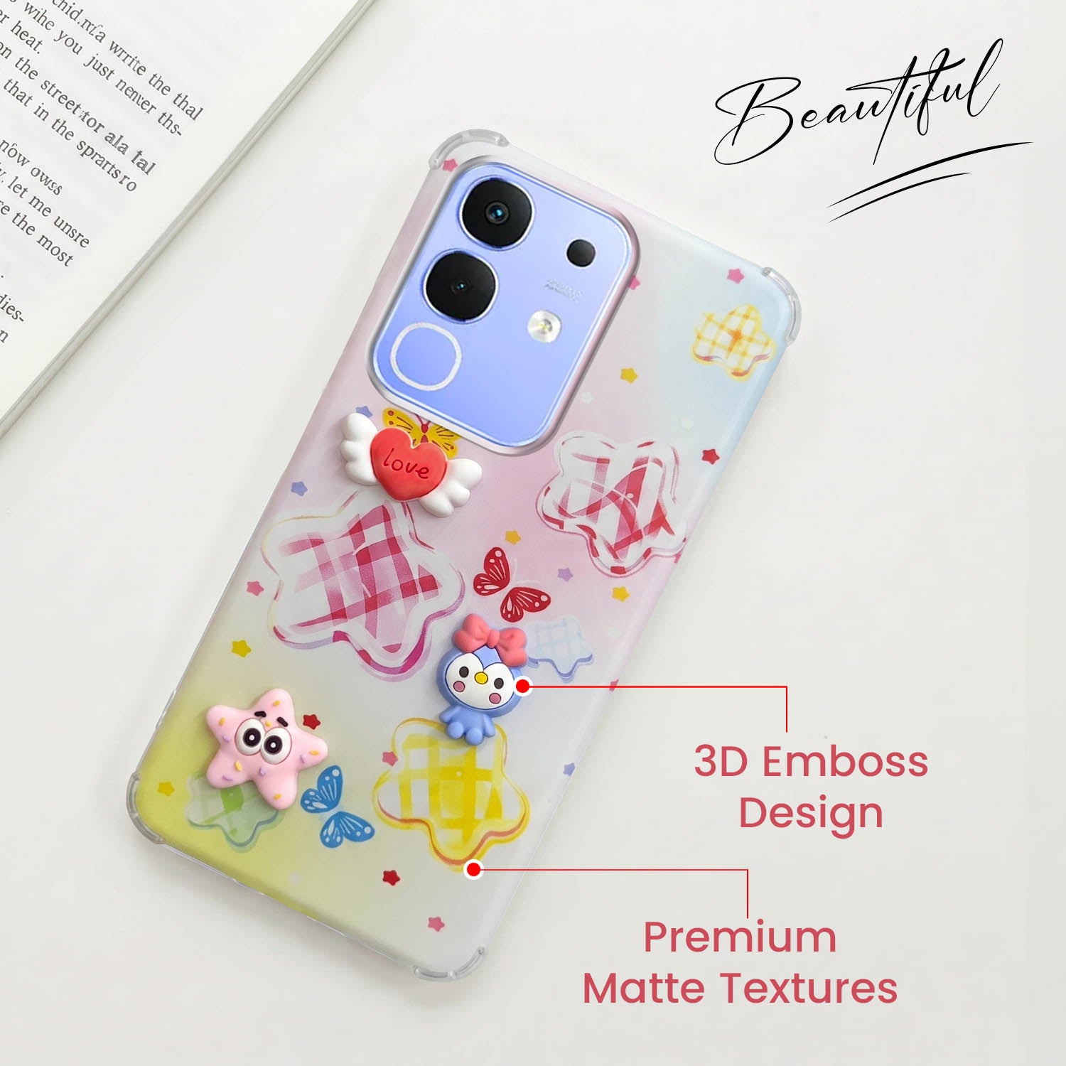 For Vivo iQOO Z10x Back Cover Case (3D Cute Cartoons | Hard Back Side Soft | Matte Premium Finish | HD Printing)