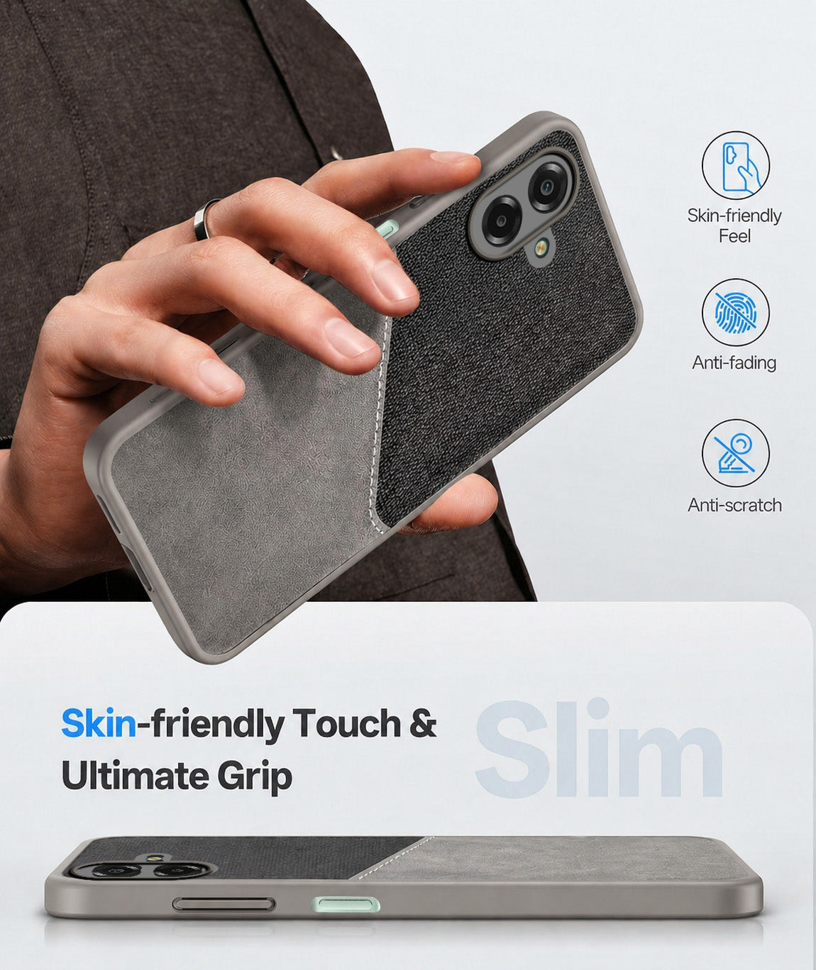 For Samsung Galaxy M07 | Samsung Galaxy F07 Back Cover Case (Dual PU Leather Stitch | Professional Minimalist | Soft and Flexible)