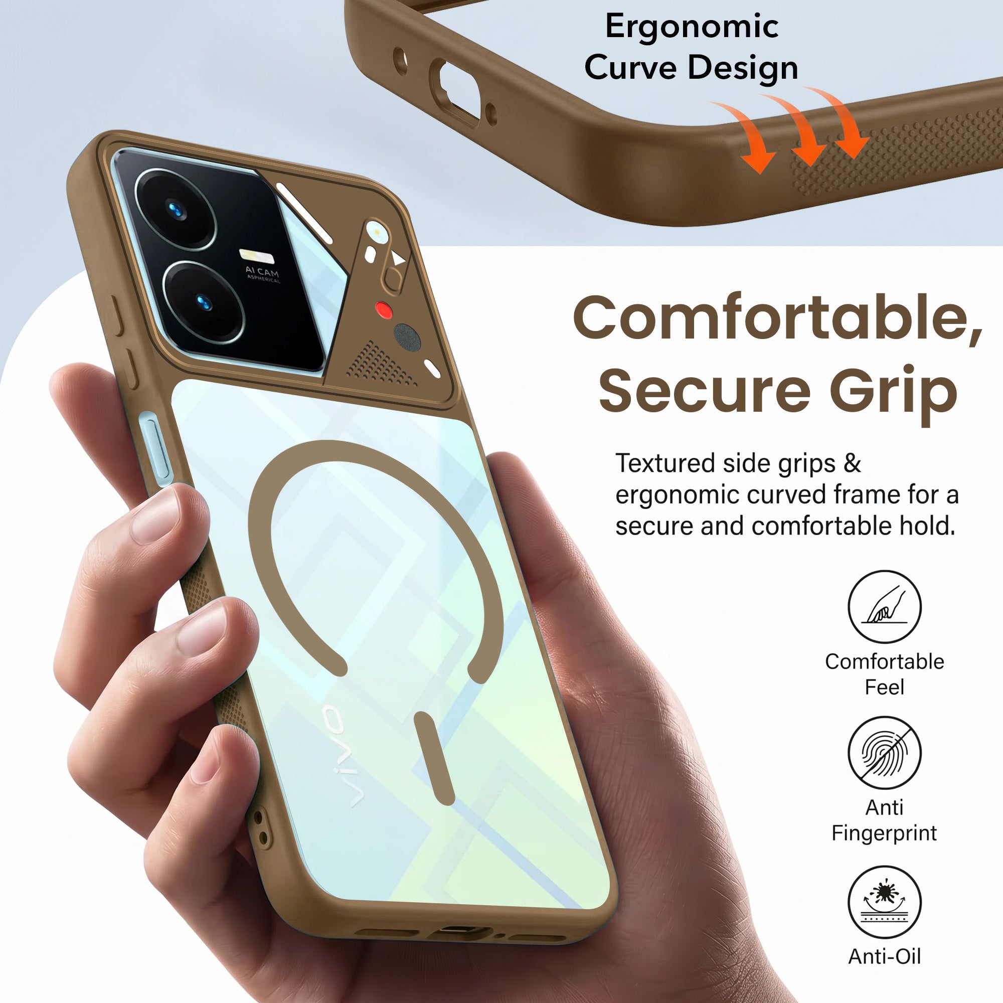 For Vivo Y22 | Vivo Y22s Back Cover Case Lifetime Anti-Yellow Clear (Camera Protection | Side Grip | Wireless MagSafe Compatible)
