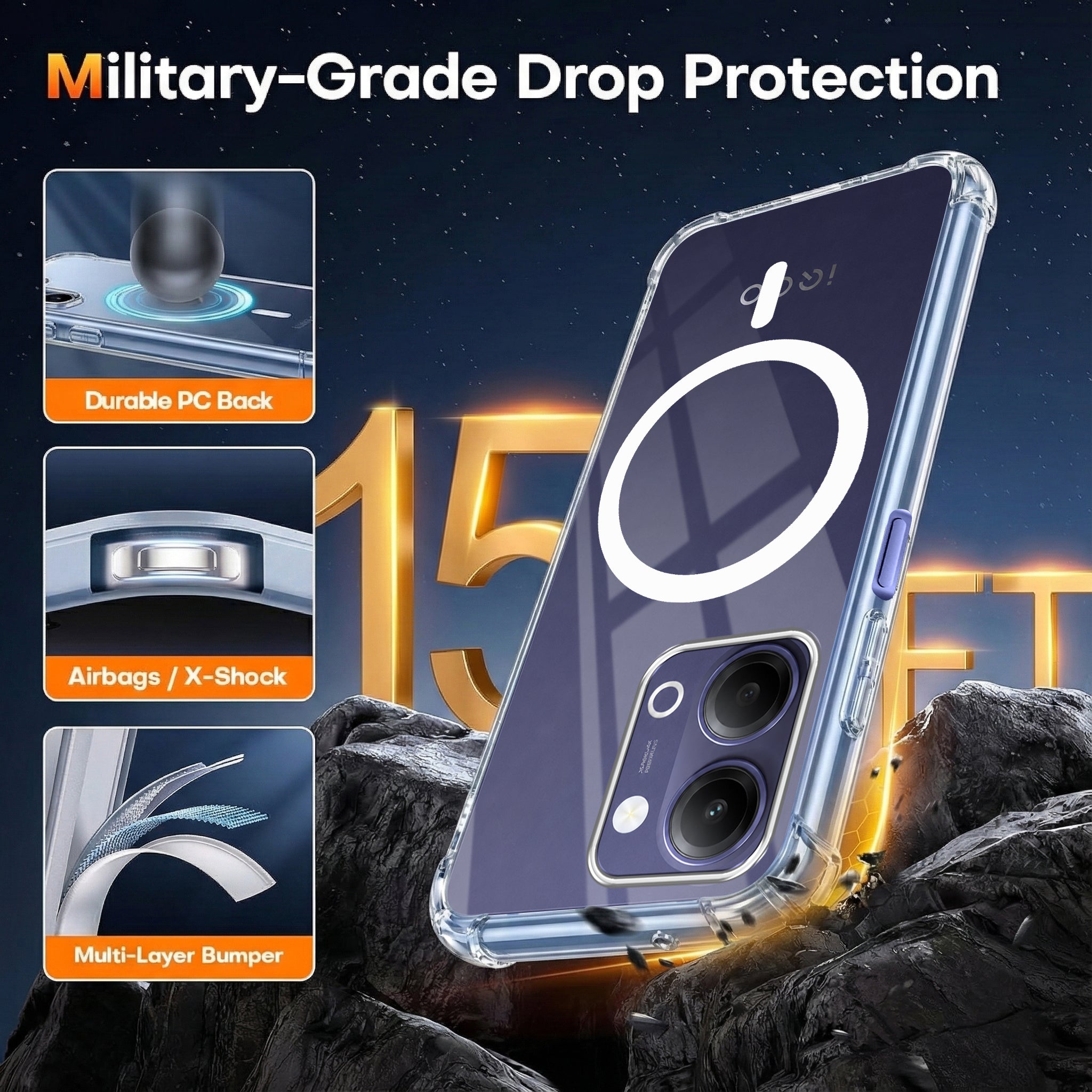 For Vivo iQOO Z11 Lite Back Cover Shockproof Crystal-Clear (Magsafe Wireless Support | Drop & Camera Protection | Hard Polycarbonate)