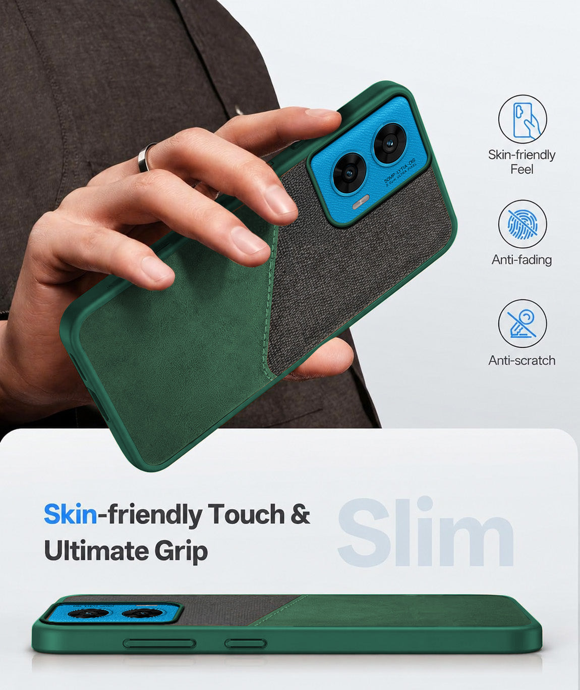 For Motorola Moto G96 Back Cover Case (Dual PU Leather Stitch | Professional Minimalist | Soft and Flexible)
