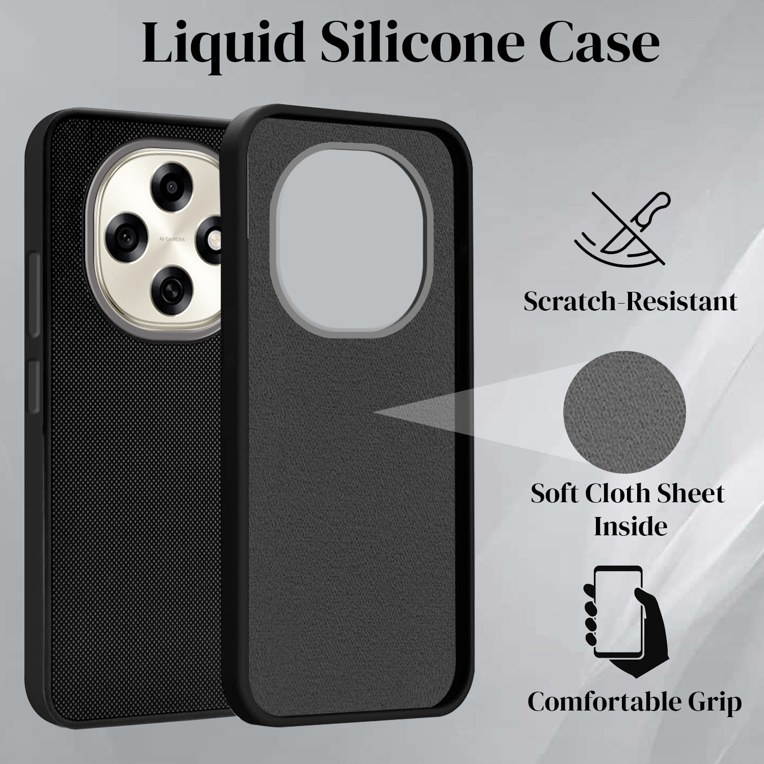 For Oppo F31 Pro Back Cover Case (Textured Grip Design | Micro-Fiber Cloth Inside | Slim and Light Weight | Soft Touch and Feel)
