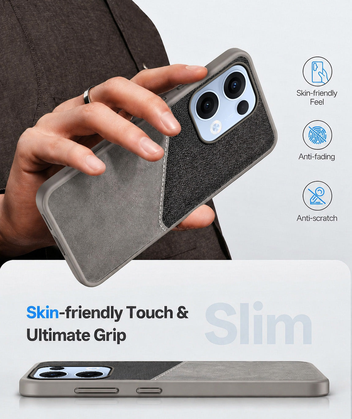 For Oppo Reno13 | Oppo Reno 13 Back Cover Case (Dual PU Leather Stitch | Professional Minimalist | Soft and Flexible)