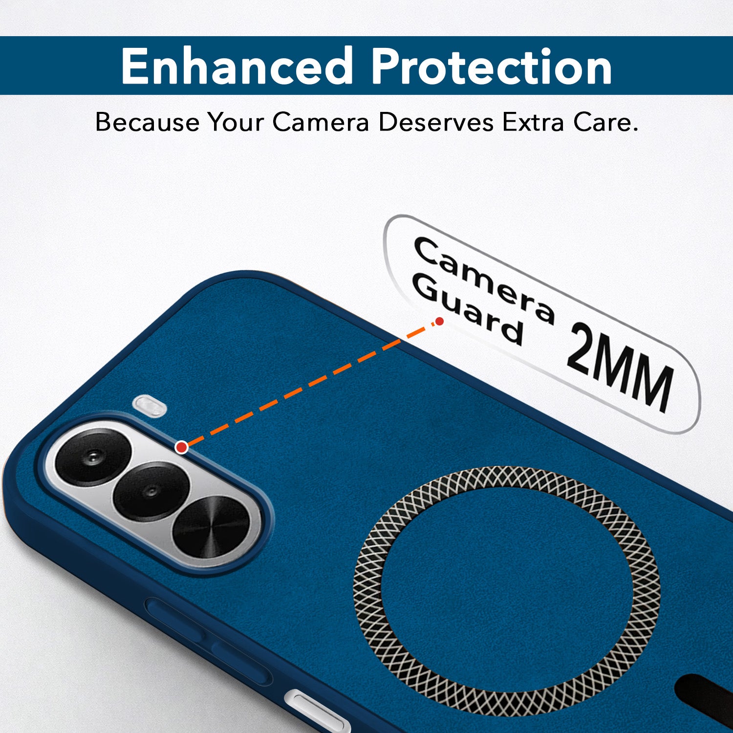 For Realme P4x Back Cover Case Leather Finish (MagSafe Compatible Wireless Charging | Soft Touch | Camera Bump Protection)