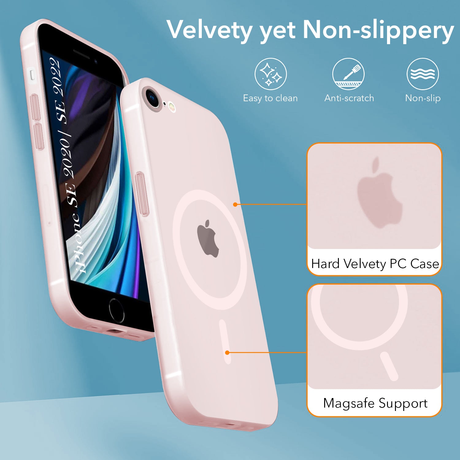 For iPhone SE 2020 | SE 2022 Back Cover Case (Frosted Matte Feel | MagSafe Compatible Wireless Charging | Polycarbonate Material)