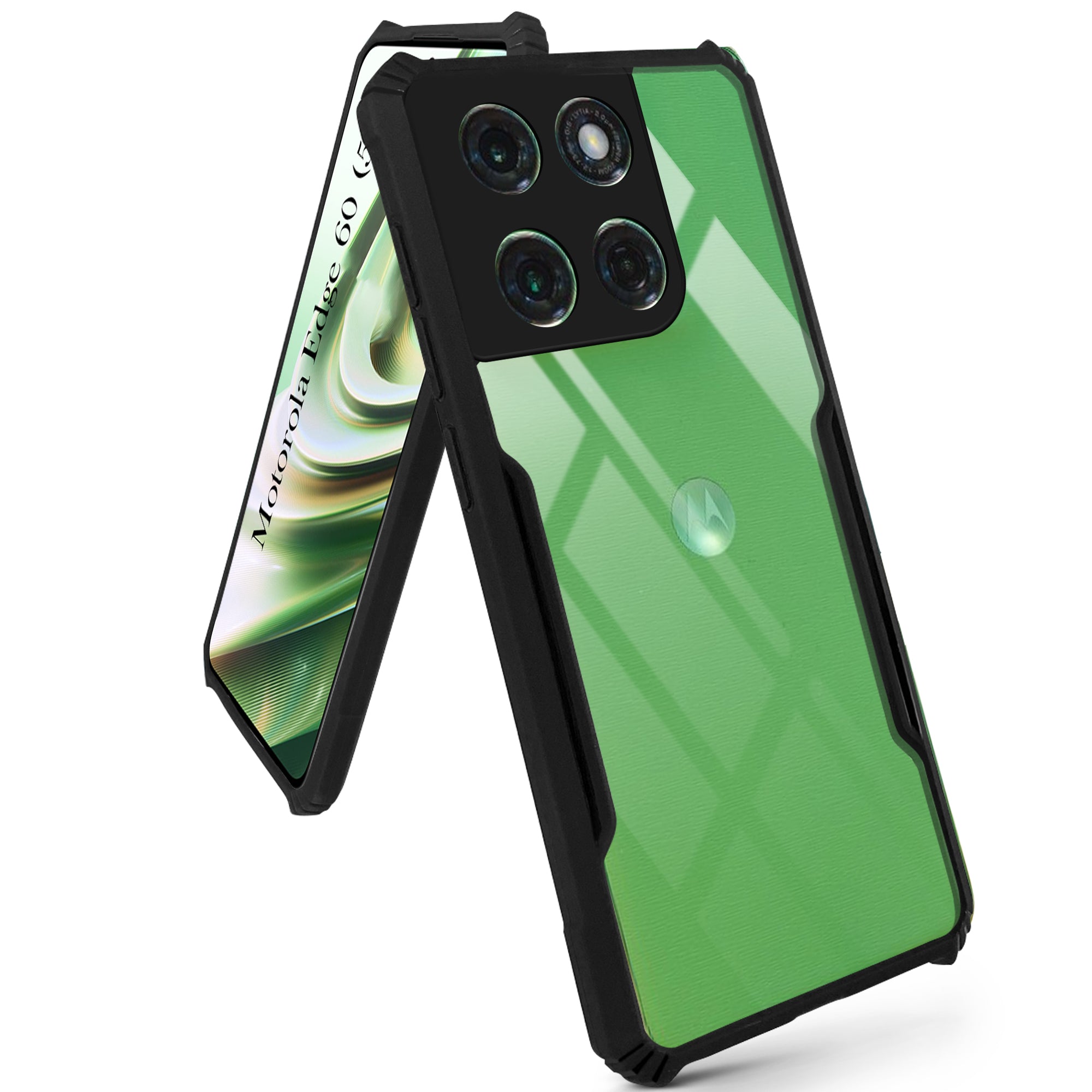 For Motorola Moto Edge 60 Back Cover Case ( Shockproof with Polycarbonate Clear Panel | Professional Black)
