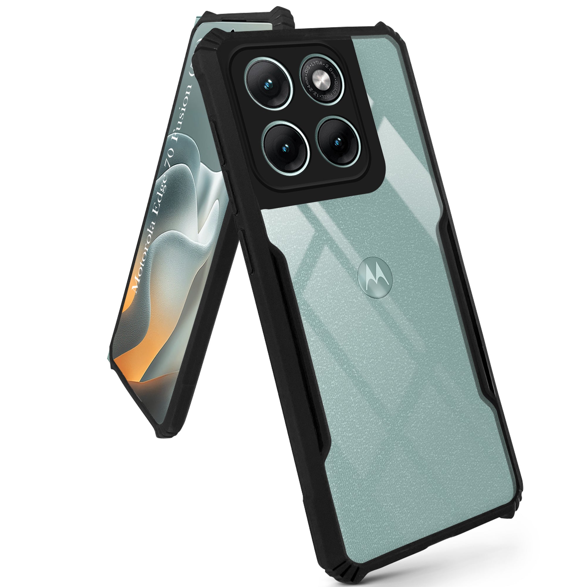 For Motorola Moto Edge 70 Fusion Back Cover Case Hybrid (Shockproof with Polycarbonate Clear Panel | Professional Black)