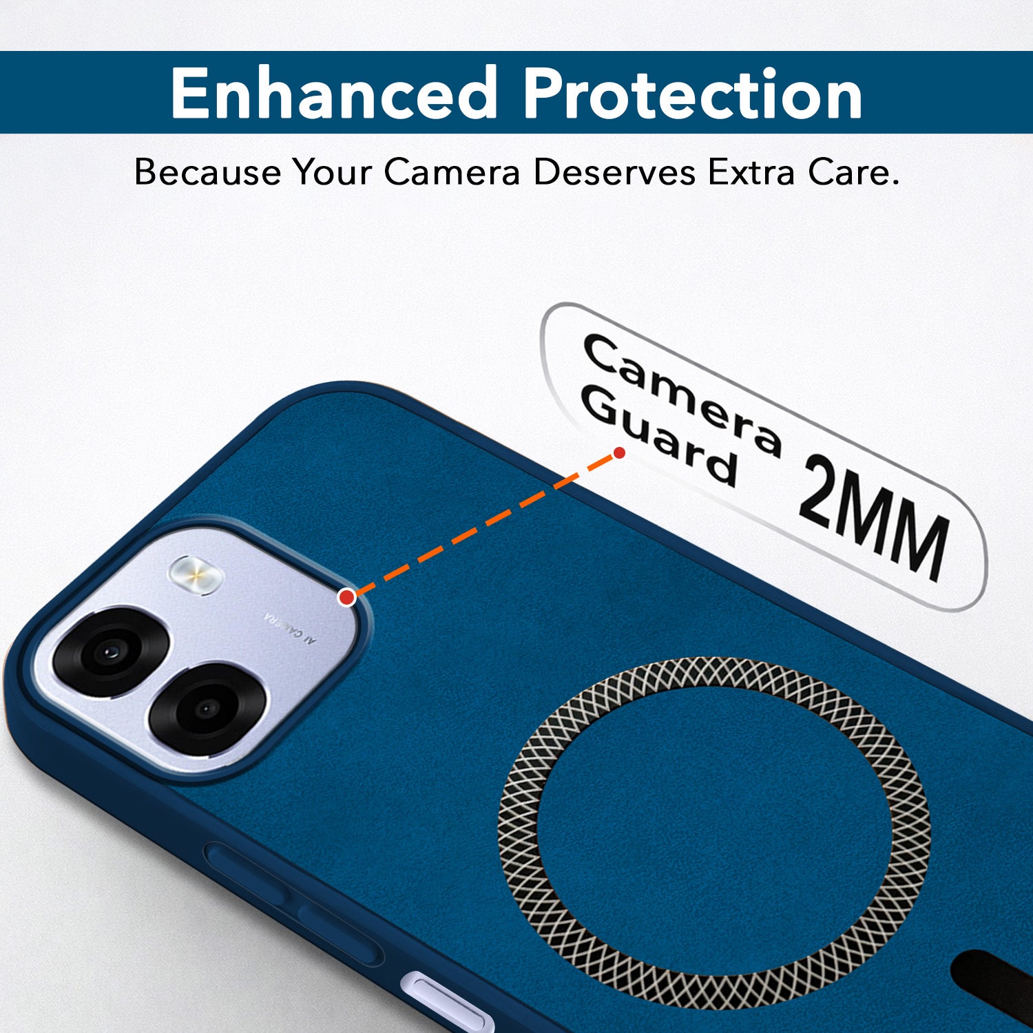 For Oppo A6 5G | Oppo K14 5G Back Cover Case Leather Finish (MagSafe Compatible Wireless Charging | Soft Touch | Camera Bump Protection)