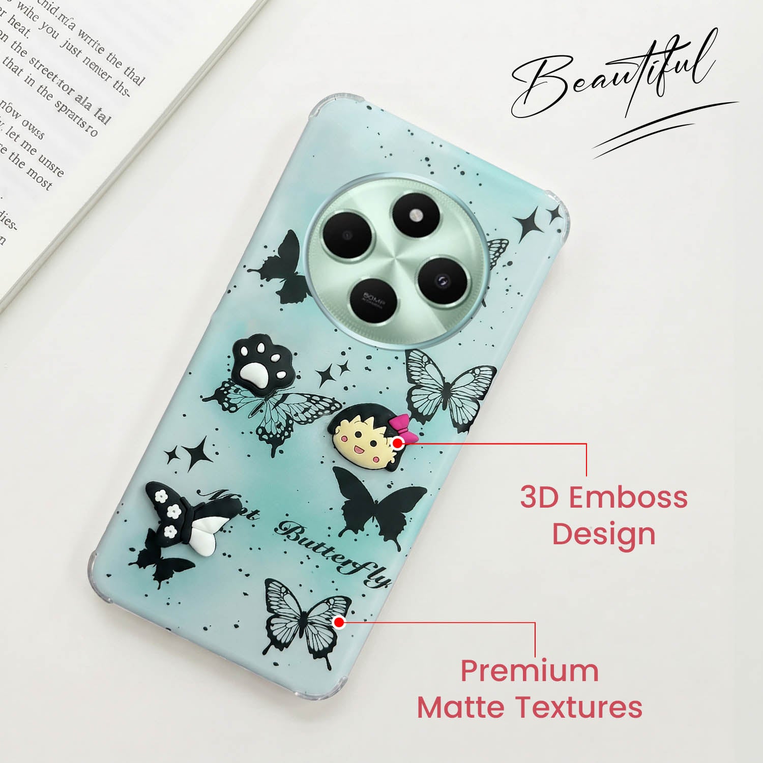 For Poco C75 | Poco M7 Back Cover Case (3D Cute Cartoons | Hard Back Side Soft | Matte Premium Finish | HD Printing)