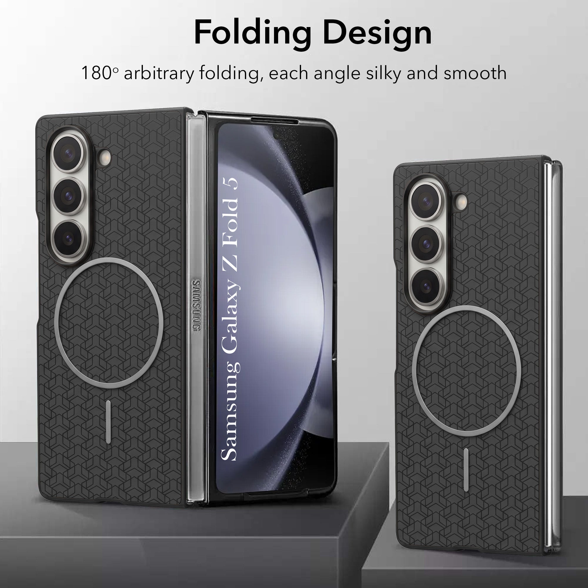 For Samsung Galaxy Z Fold 5 Back Cover Case Leather Finish (MagSafe Wireless Charging Compatible | Inside Microfiber Cloth)