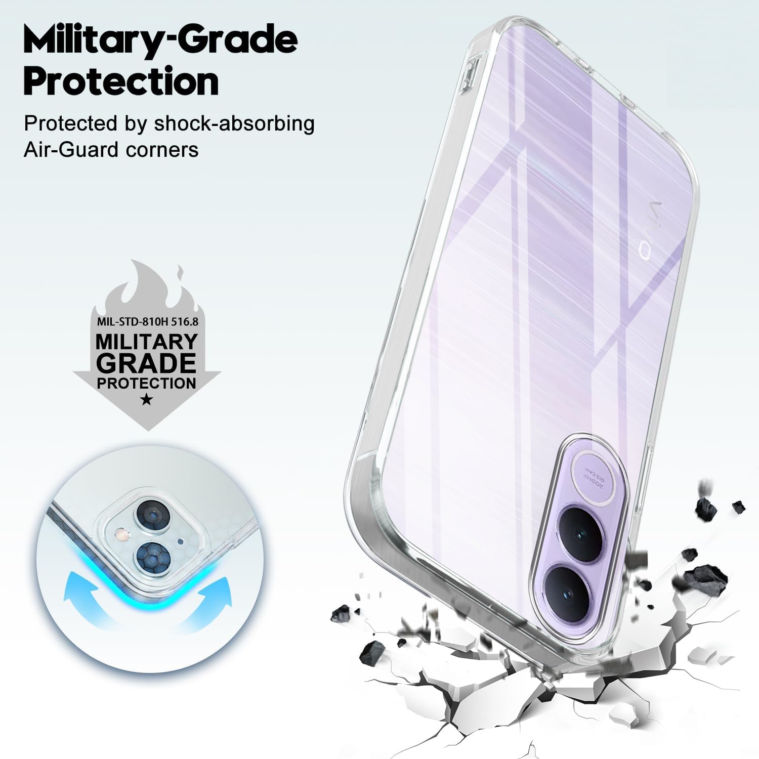 For Vivo V70 FE 5G Back Cover Case Silicone (Clear Shockproof Case with Camera Protection | Soft and Flexible | Transparent)