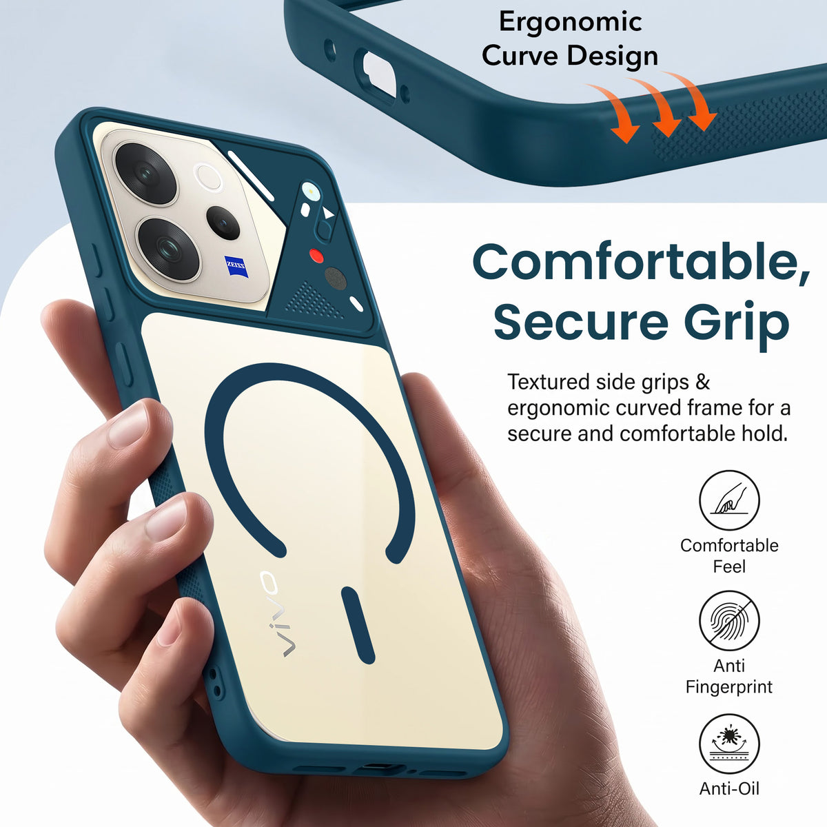 For Vivo V70 | Vivo V70 Elite 5G Back Cover Case Lifetime Anti-Yellow Clear (Camera Protection | Side Grip | Wireless MagSafe Compatible)