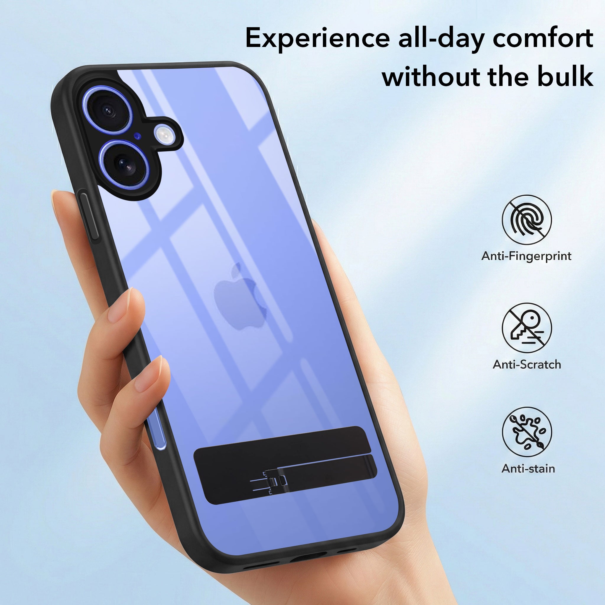 For Apple iPhone 16 Plus Back Cover Case (Built-in Stand | Lifetime Anti Yellow | Kickstand Shockproof | Camera Protection | MagSafe Compatible)