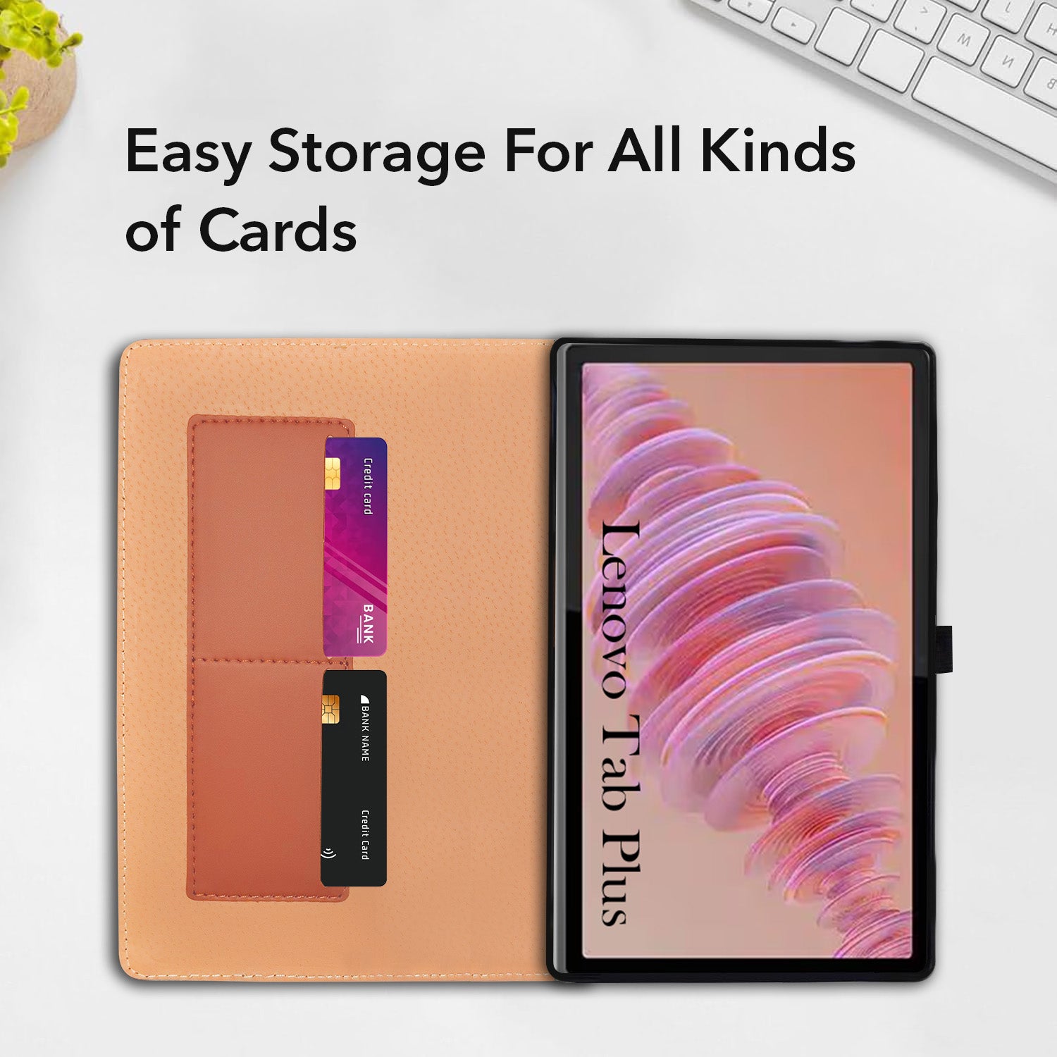 For Lenovo Tab Plus 11.5 Inch TB351FU Flip Cover Folio Cover (PU Leather | Multi-Angle Smart Stand | Card Storage Slots | Silicone Back Pouch)