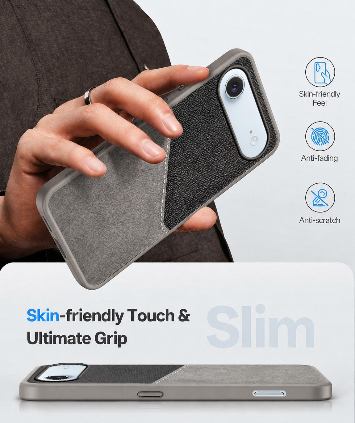 For Apple iPhone 17 Air Back Cover Case (Dual PU Leather Stitch | Professional Minimalist | Soft and Flexible)