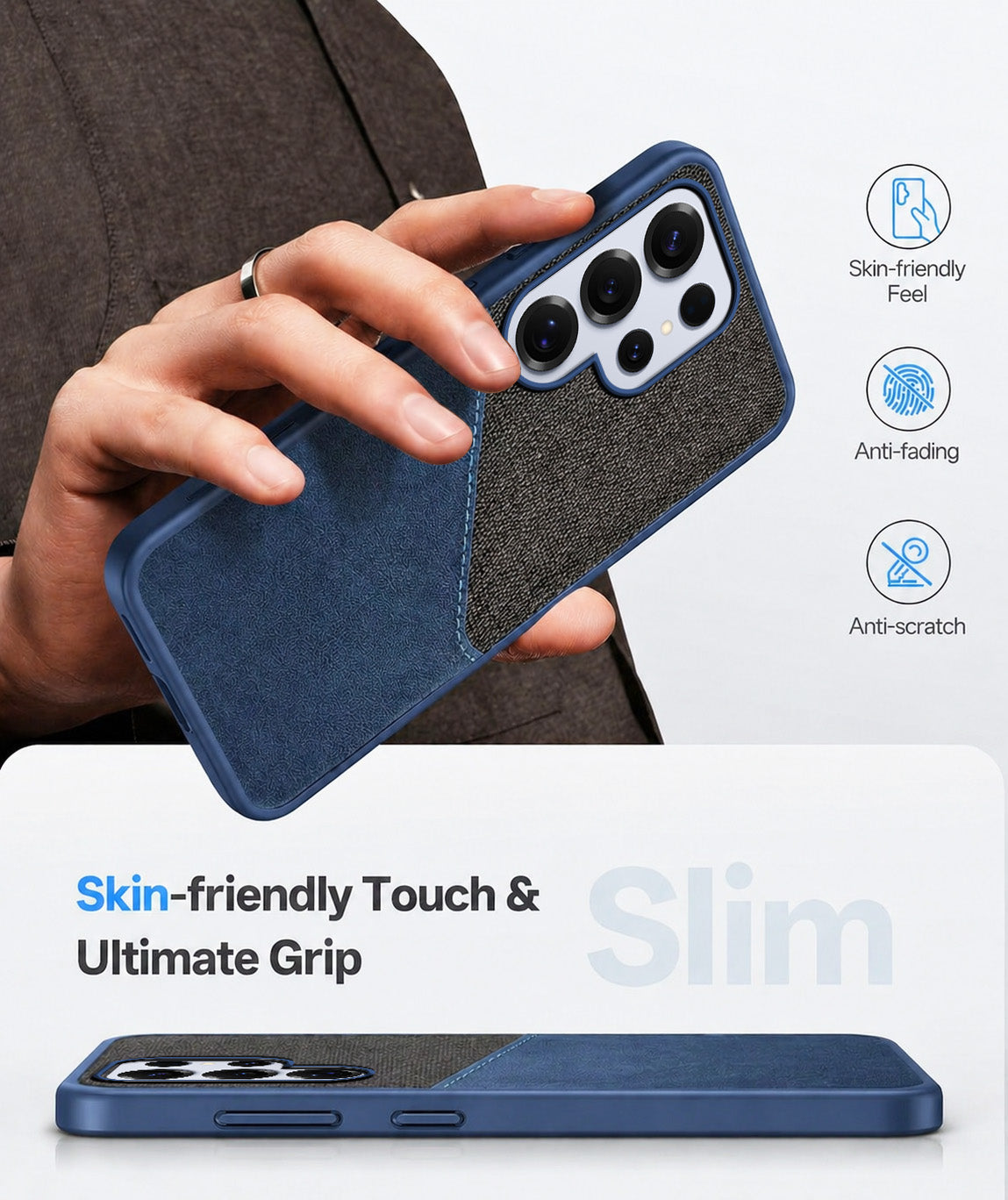 For Samsung Galaxy S25 Ultra Back Cover Case (Dual PU Leather Stitch | Professional Minimalist | Soft and Flexible)